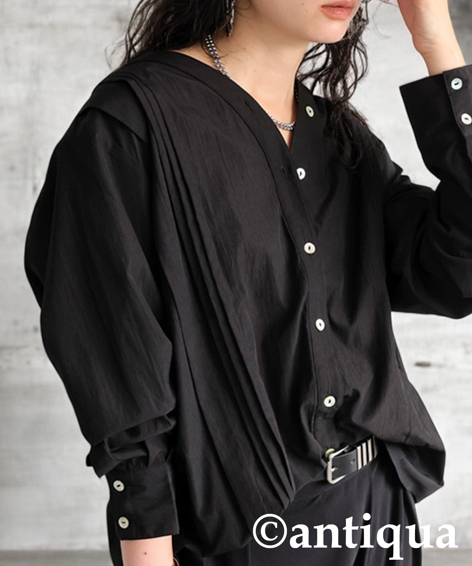roku 完売　V NECK TUCK SHIRT 2 シャツ 6（ロク）の「＜6(ROKU)＞V NECK TUCK SHIRT 2/シャツ（シャツ