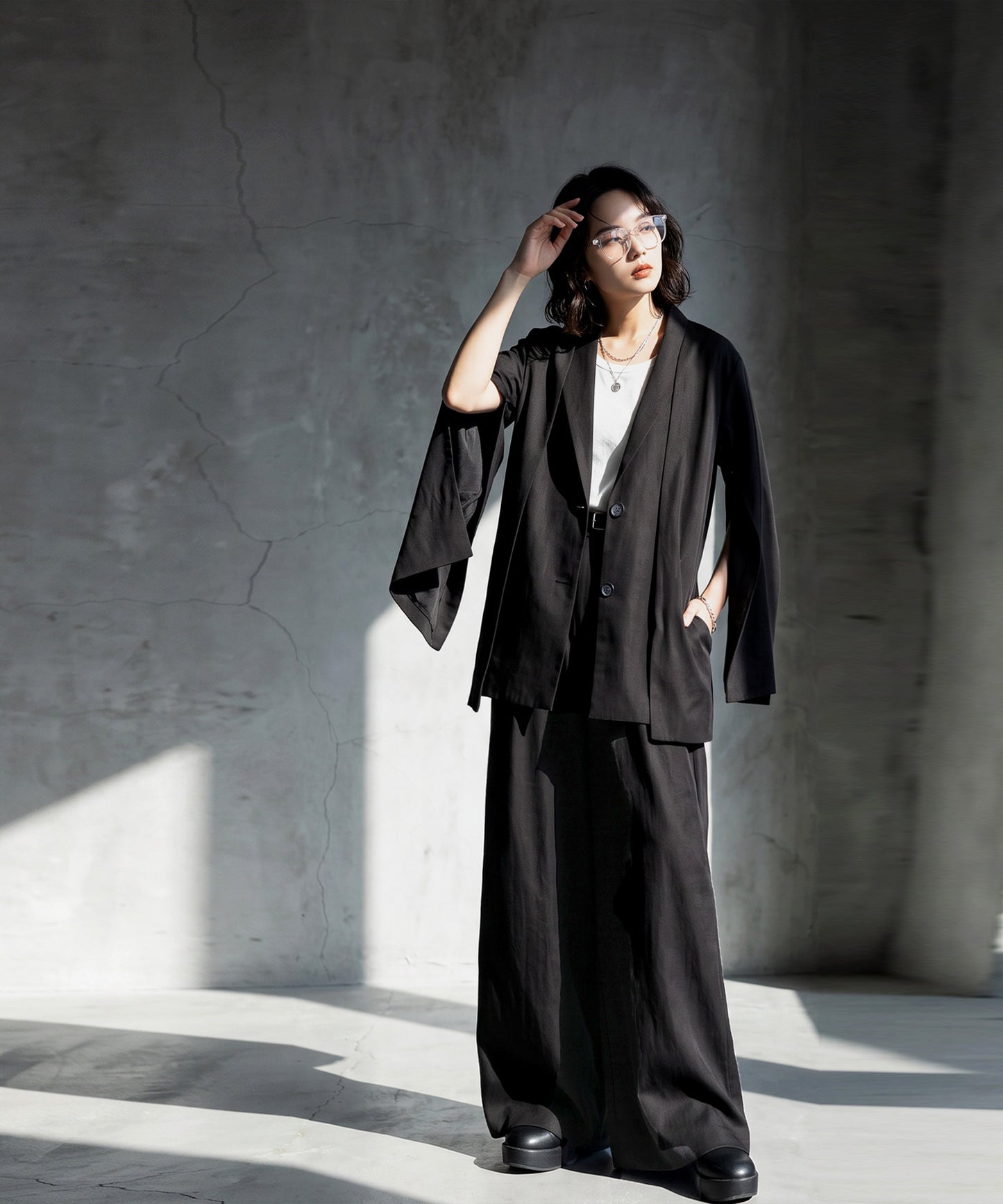 KYO Linen-Look Wide Straight Pants Ladies