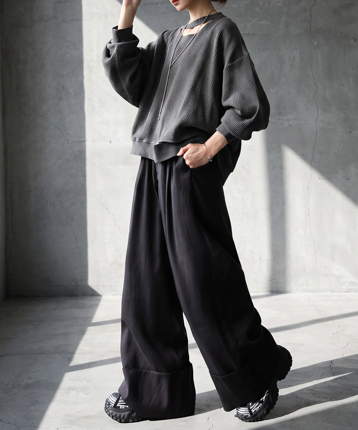 KYO Linen-Look Wide Straight Pants Ladies