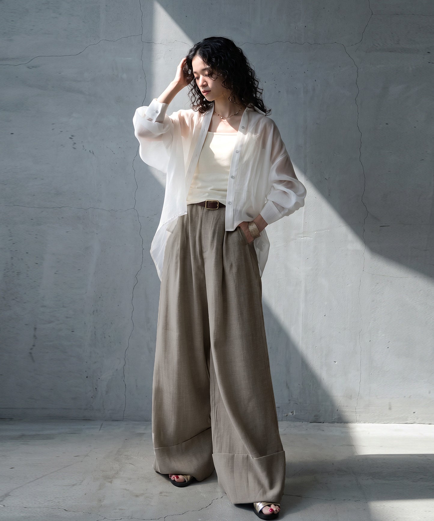KYO Linen-Look Wide Straight Pants Ladies