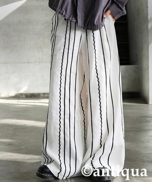 Embroidered Line Wide Pants Men's