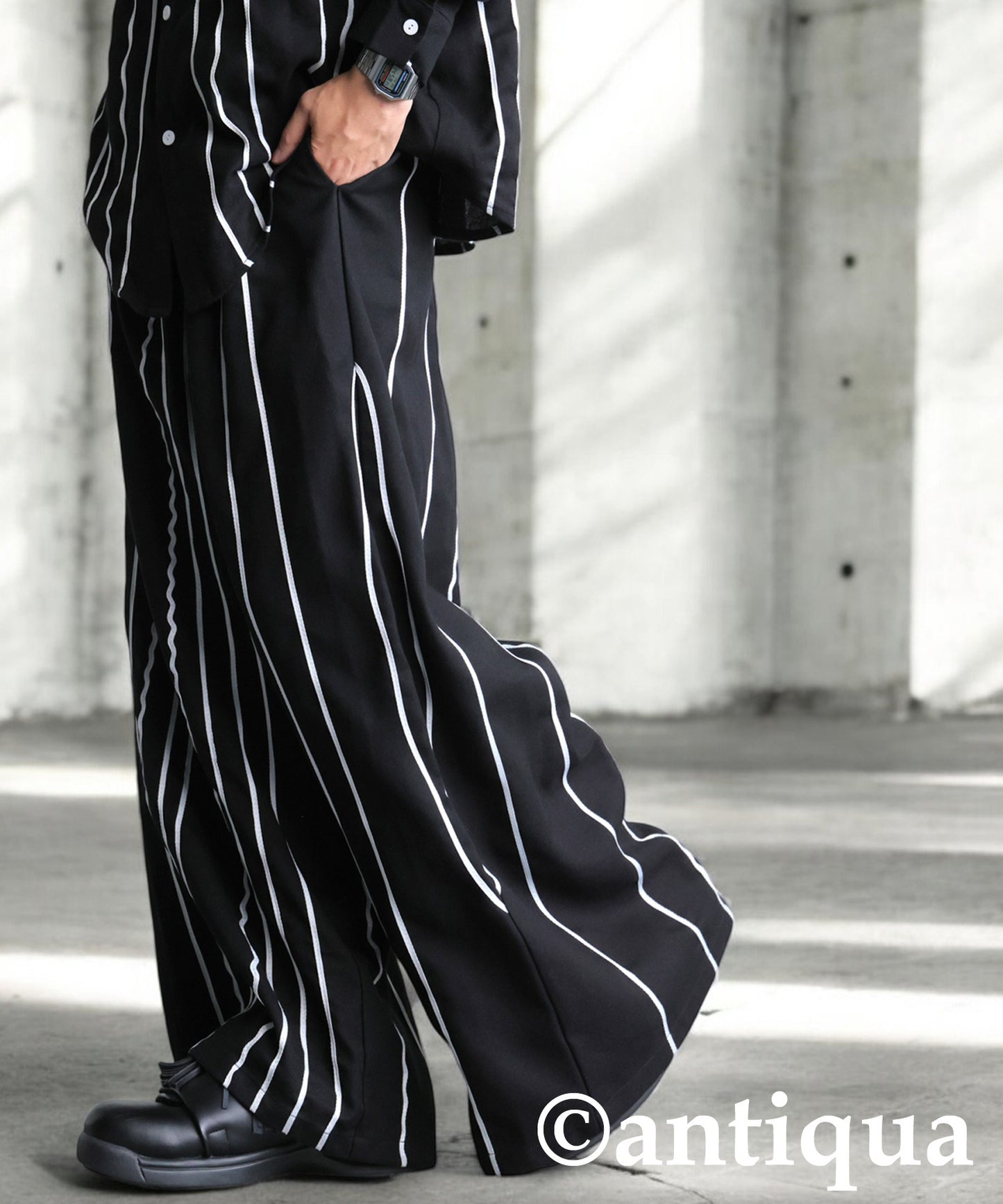 Embroidered Line Wide Pants Men's