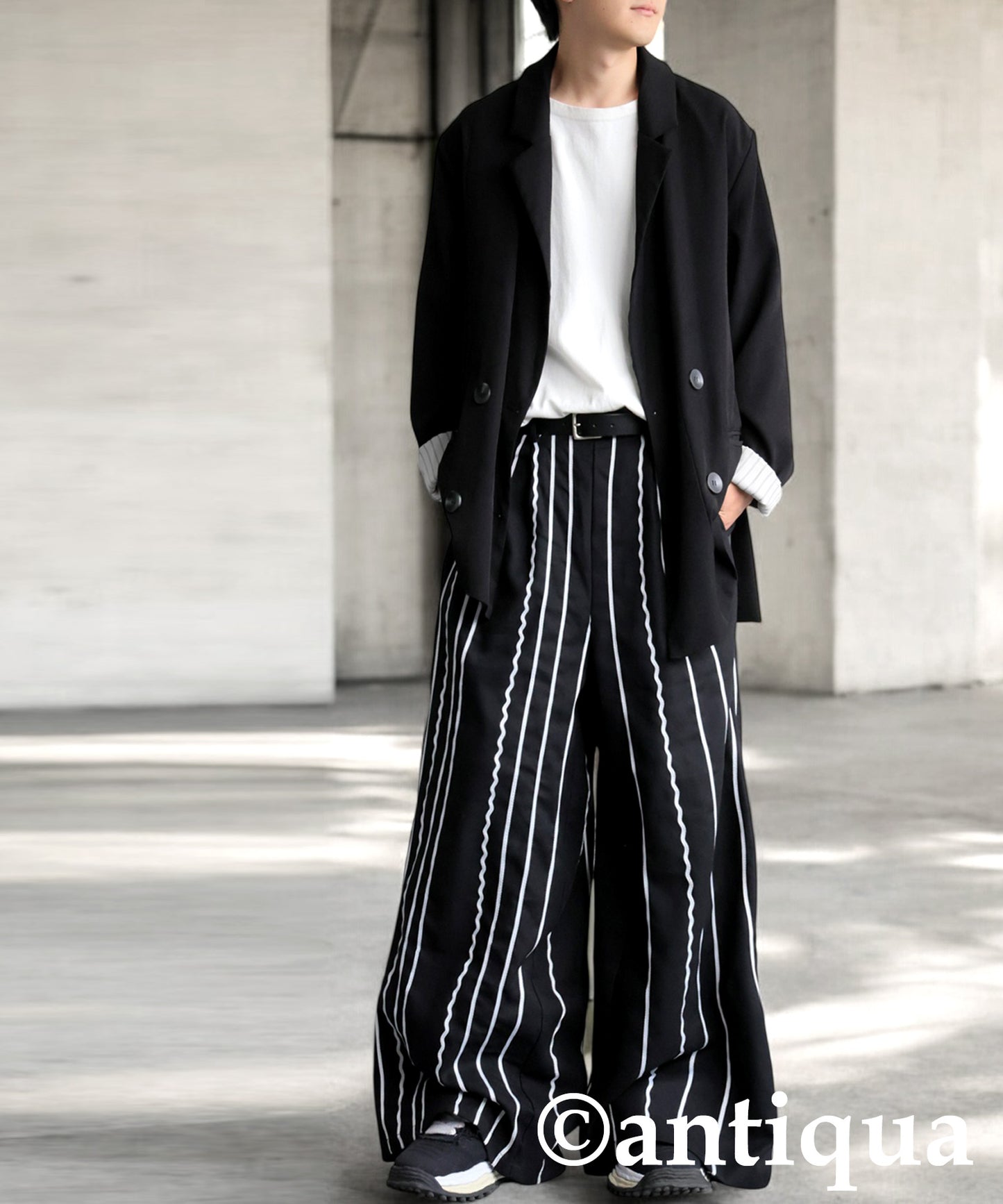 Embroidered Line Wide Pants Men's
