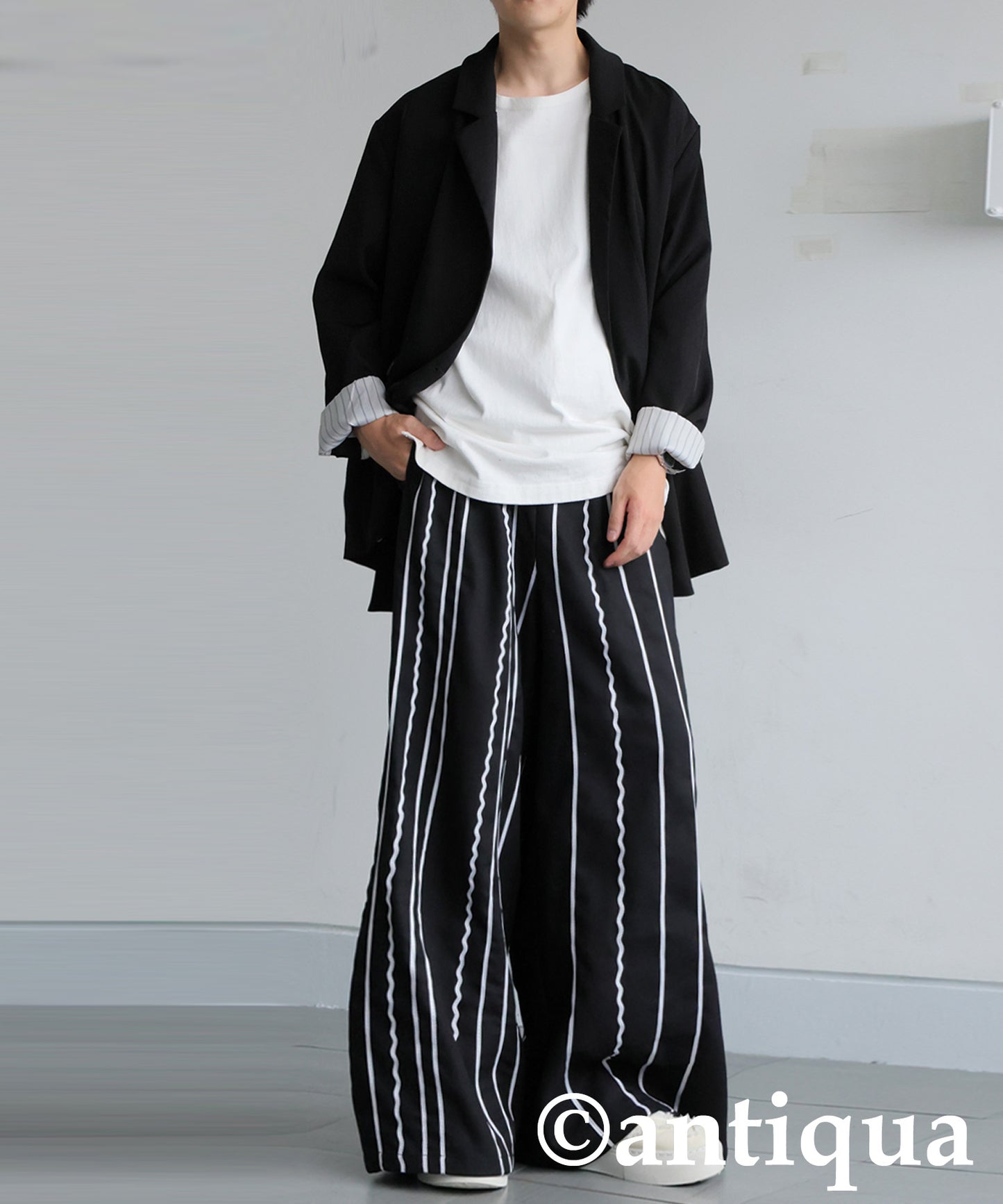 Embroidered Line Wide Pants Men's