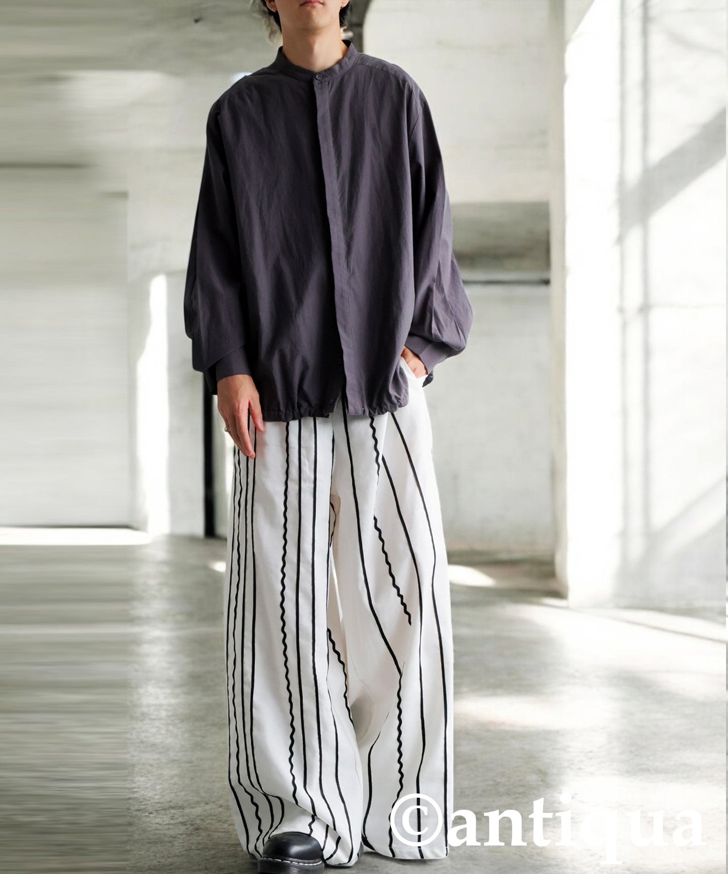 Embroidered Line Wide Pants Men's