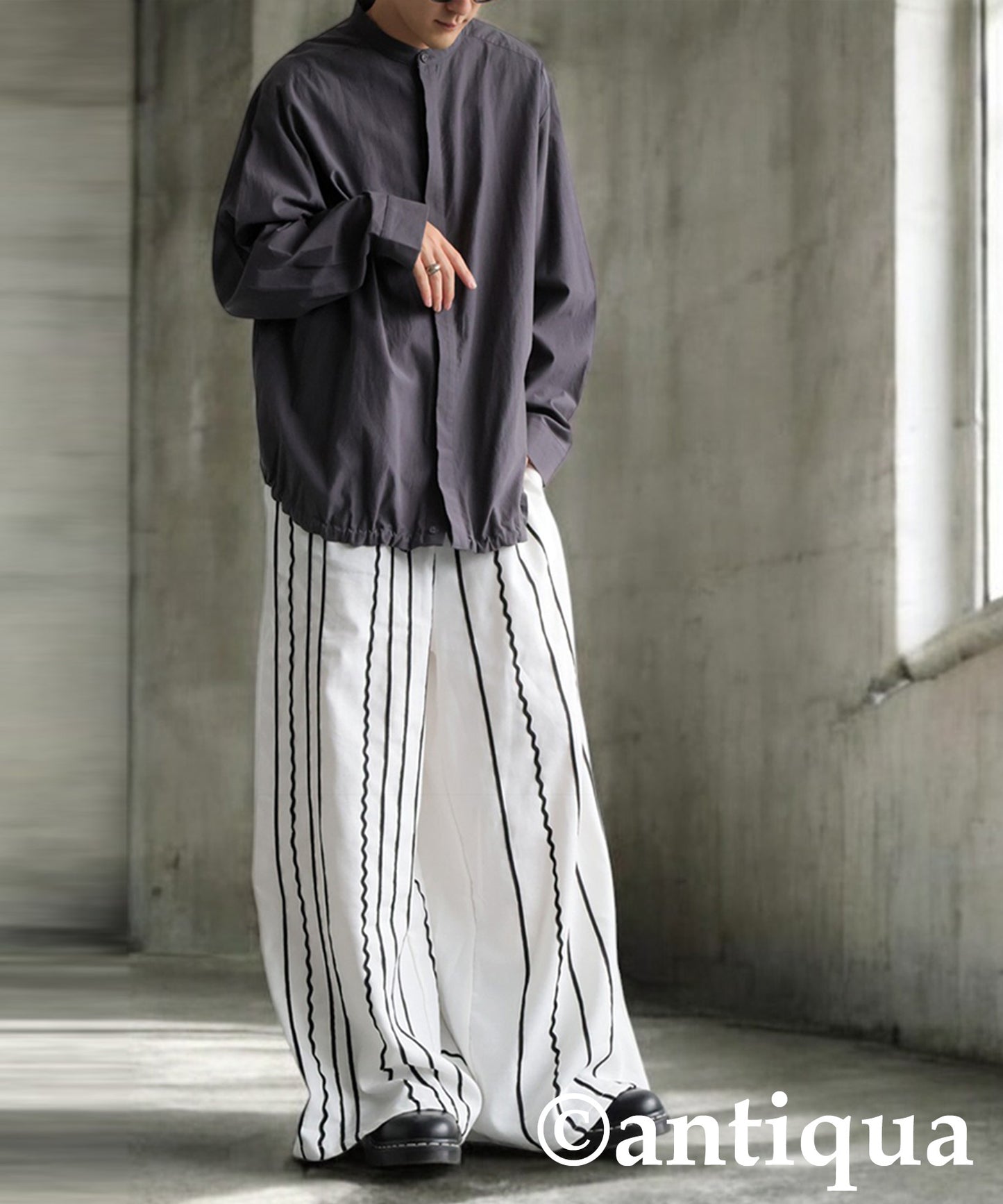 Embroidered Line Wide Pants Men's
