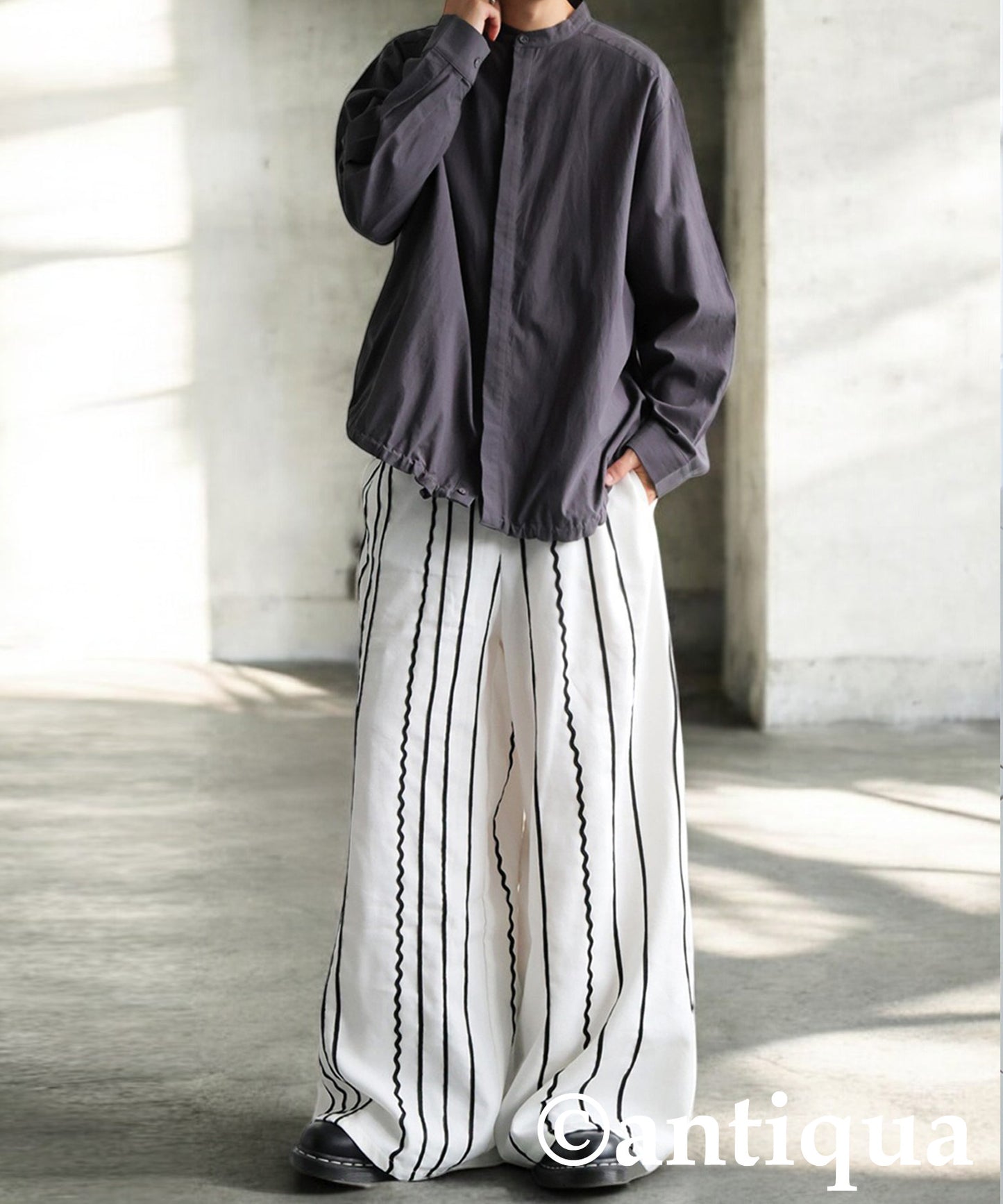 Embroidered Line Wide Pants Men's