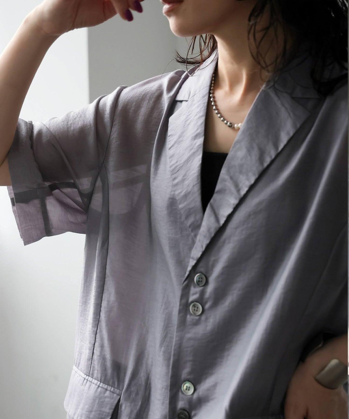 Back Lace-Up Sheer Jacket Ladies