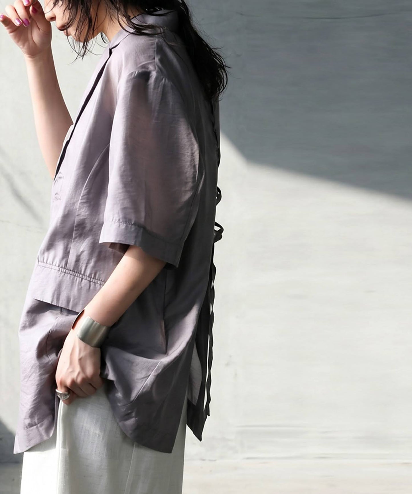 Back Lace-Up Sheer Jacket Ladies