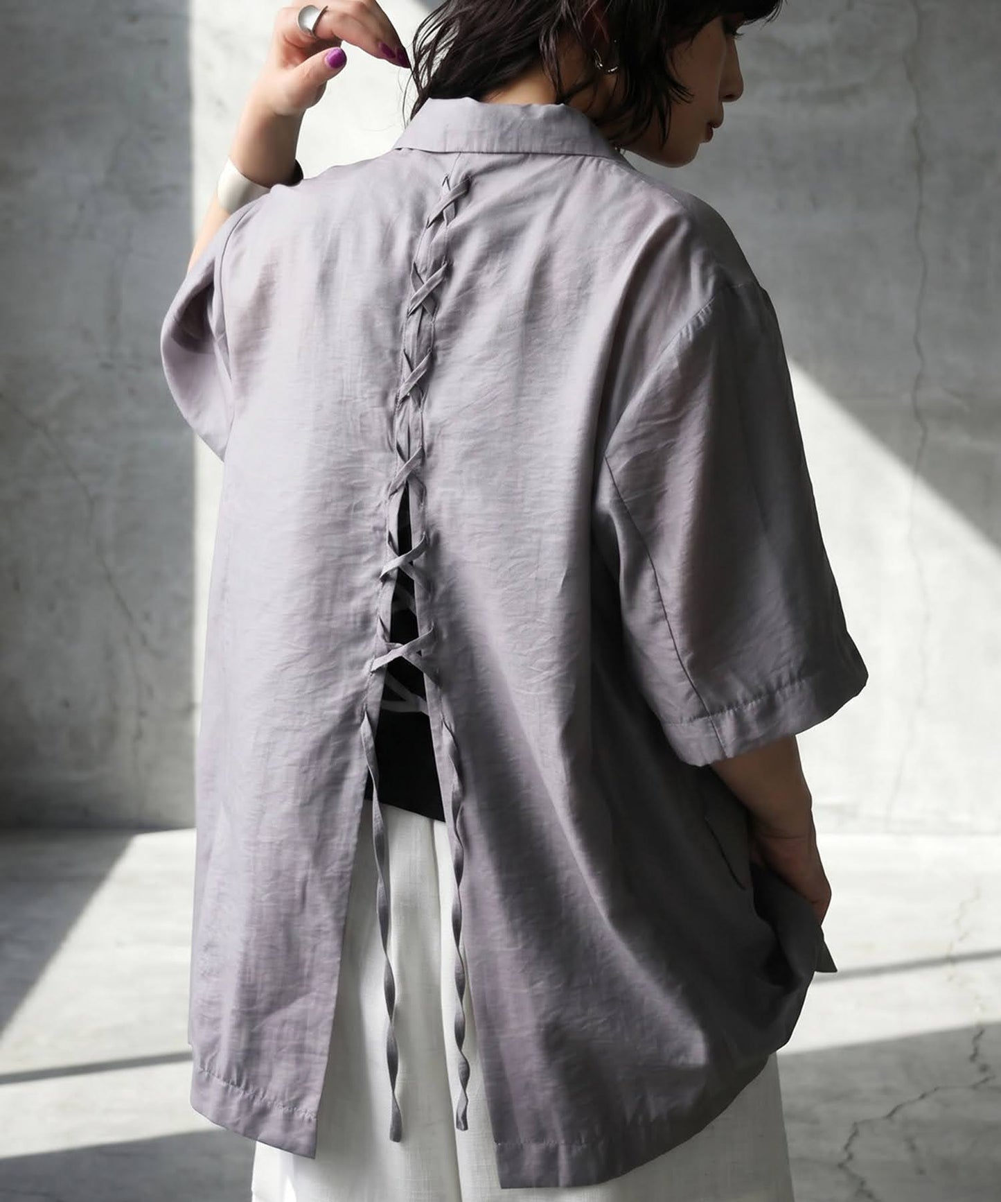 Back Lace-Up Sheer Jacket Ladies
