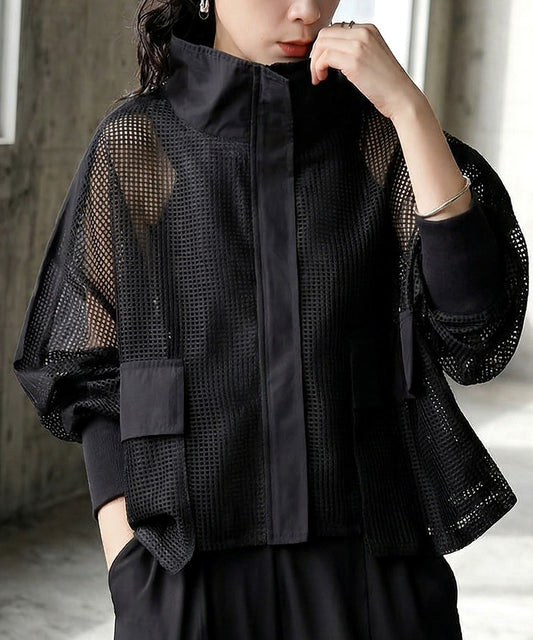 Color-Blocked Mesh Blouson Ladies