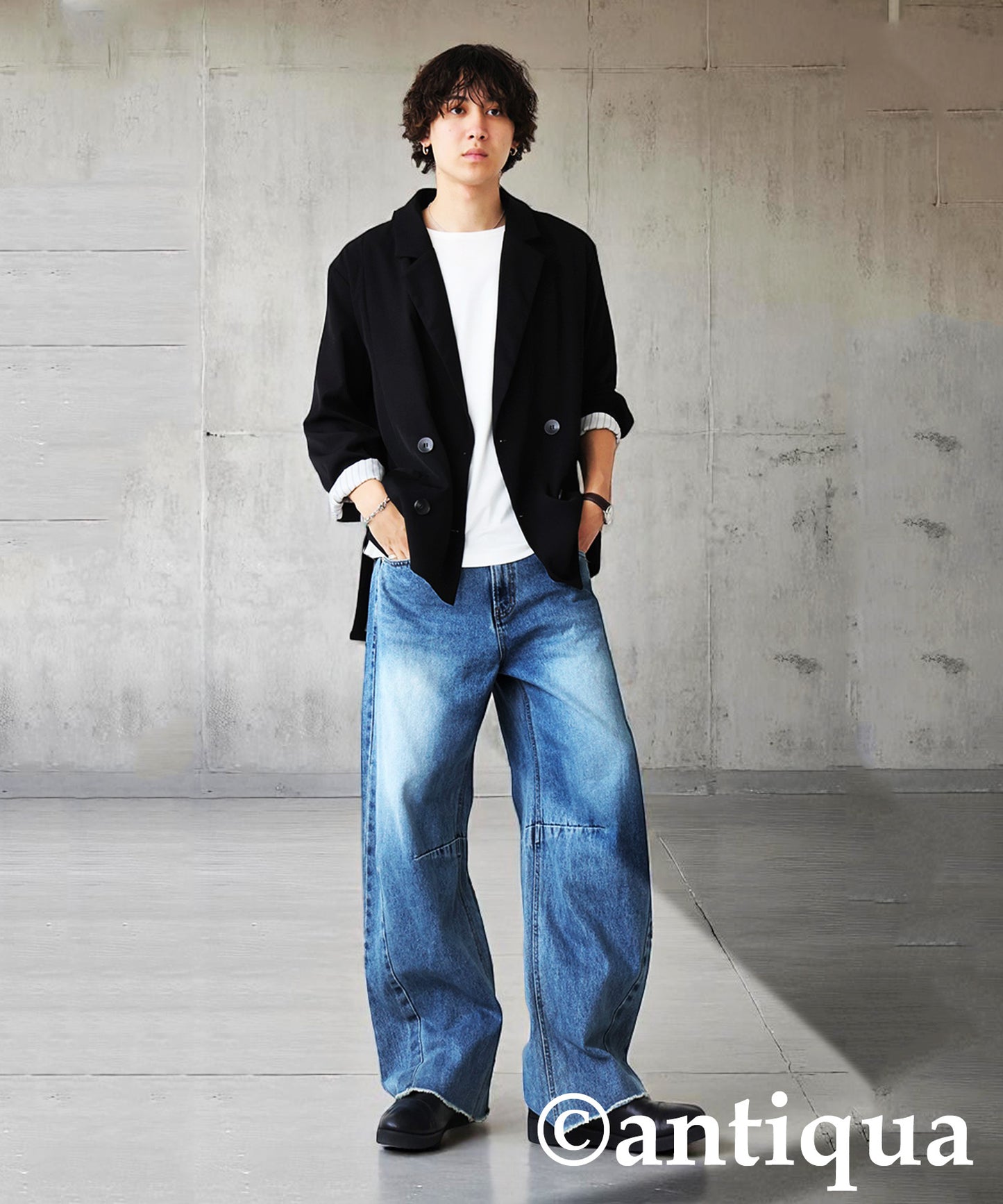 KYO Men's Fringe Curve Denim Pants