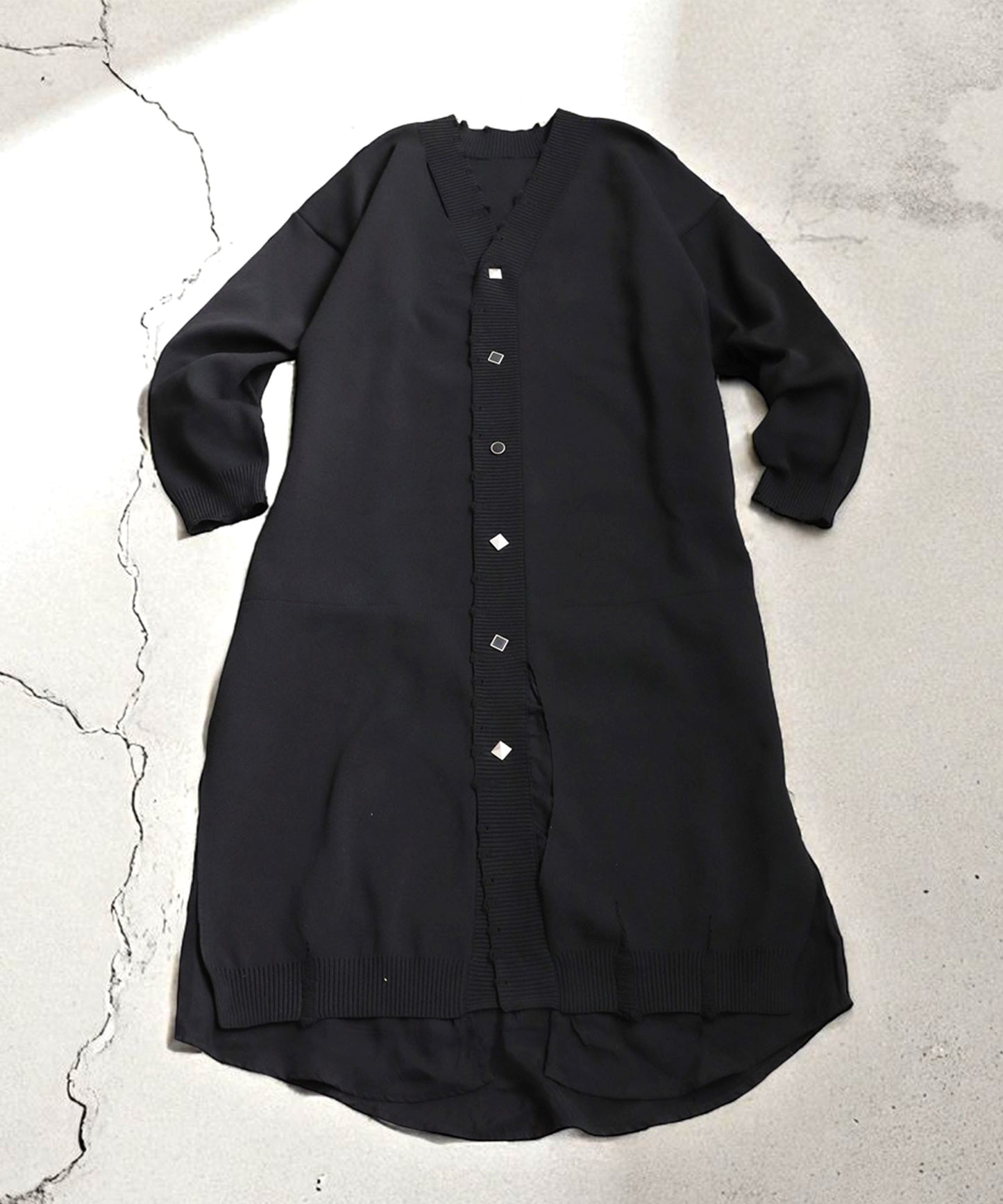 Long Cardigan With Different Material Accents Ladies