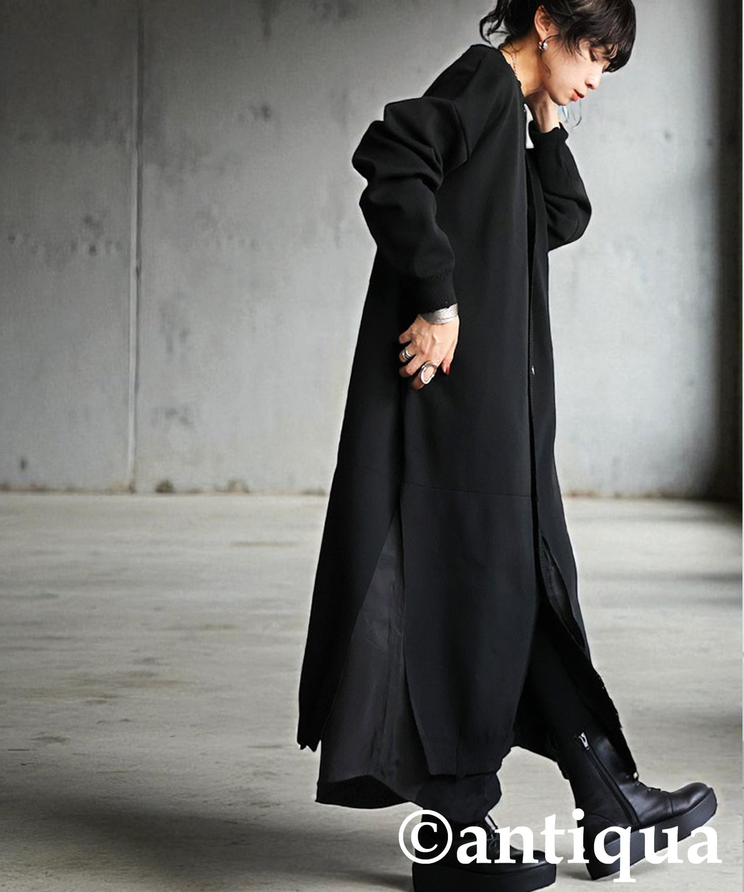 Long Cardigan With Different Material Accents Ladies