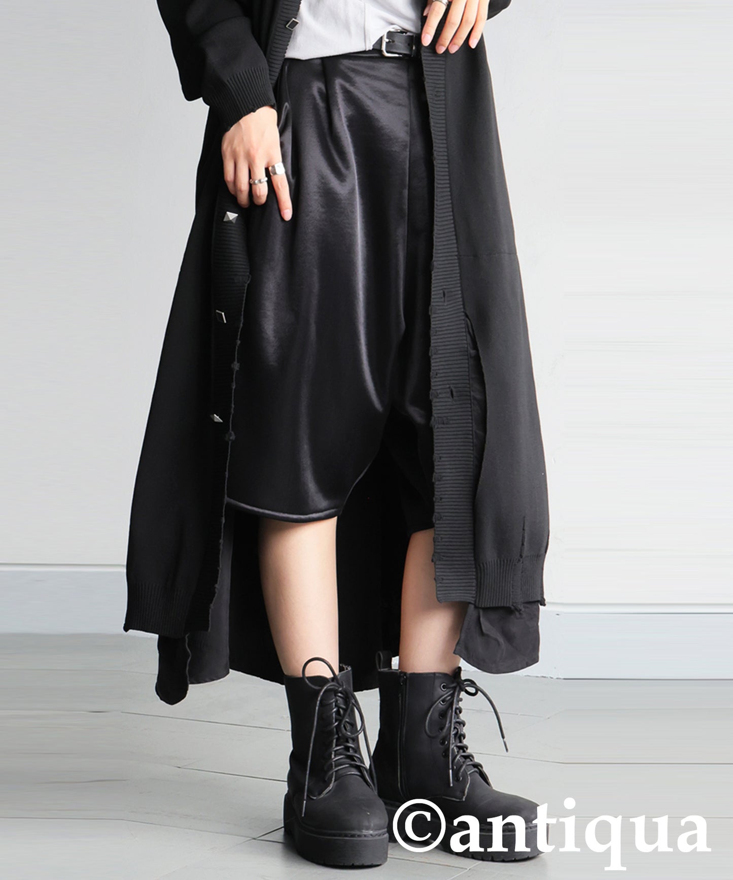 Long Cardigan With Different Material Accents Ladies