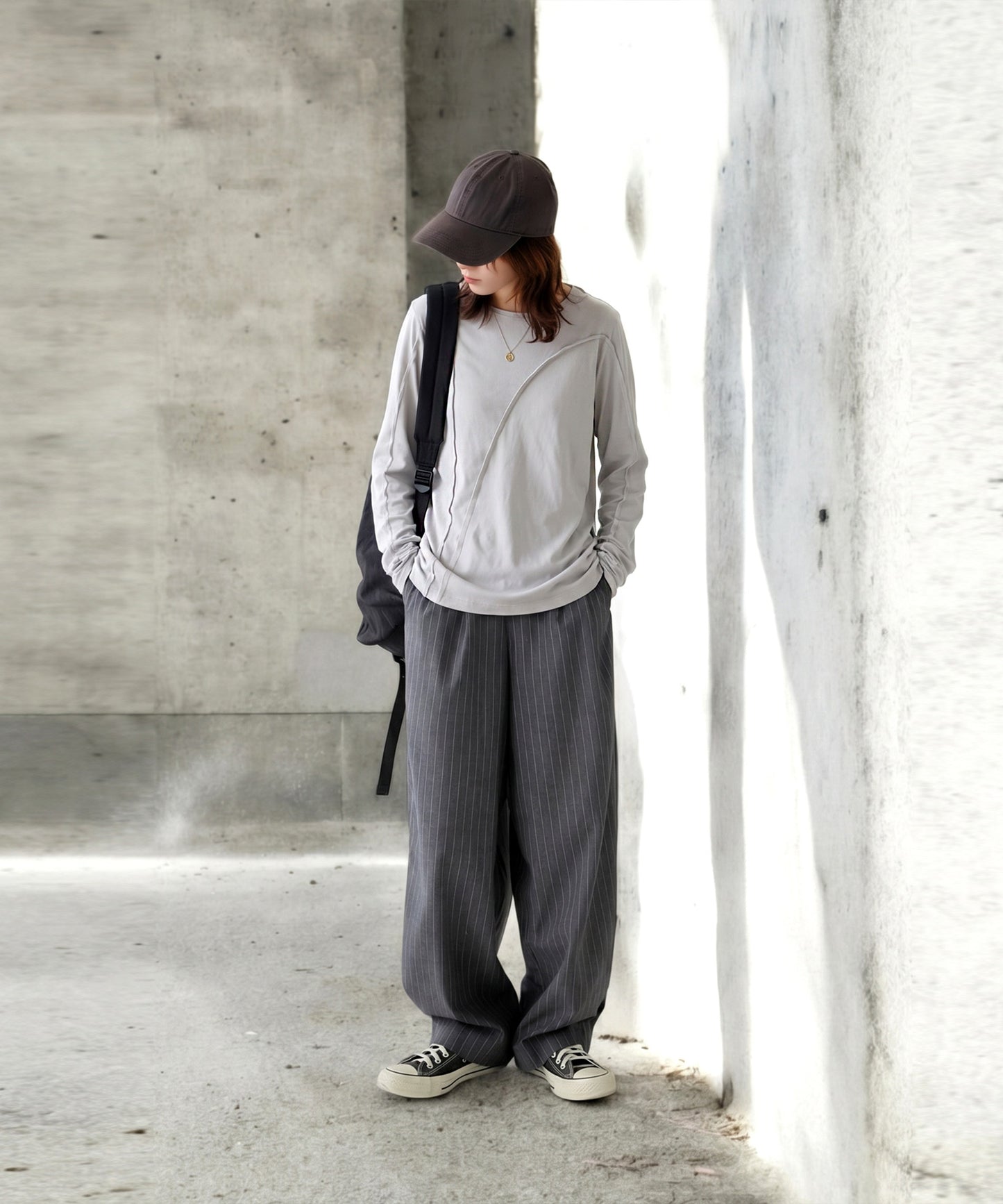 KYO 100% Cotton Crew Neck Outseam Long-Sleeve T-Shirt Ladies