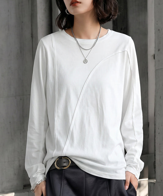 KYO 100% Cotton Crew Neck Outseam Long-Sleeve T-Shirt Ladies