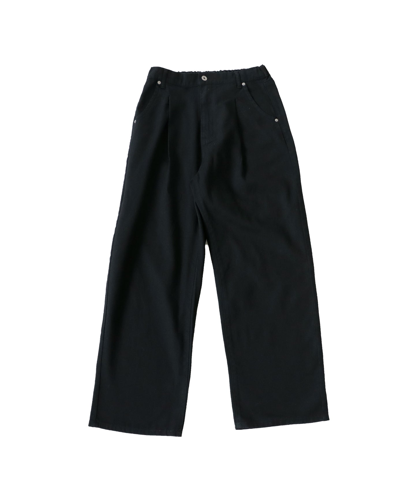 100%Cotton Twill Fabric Wide Tuck Pants Ladies