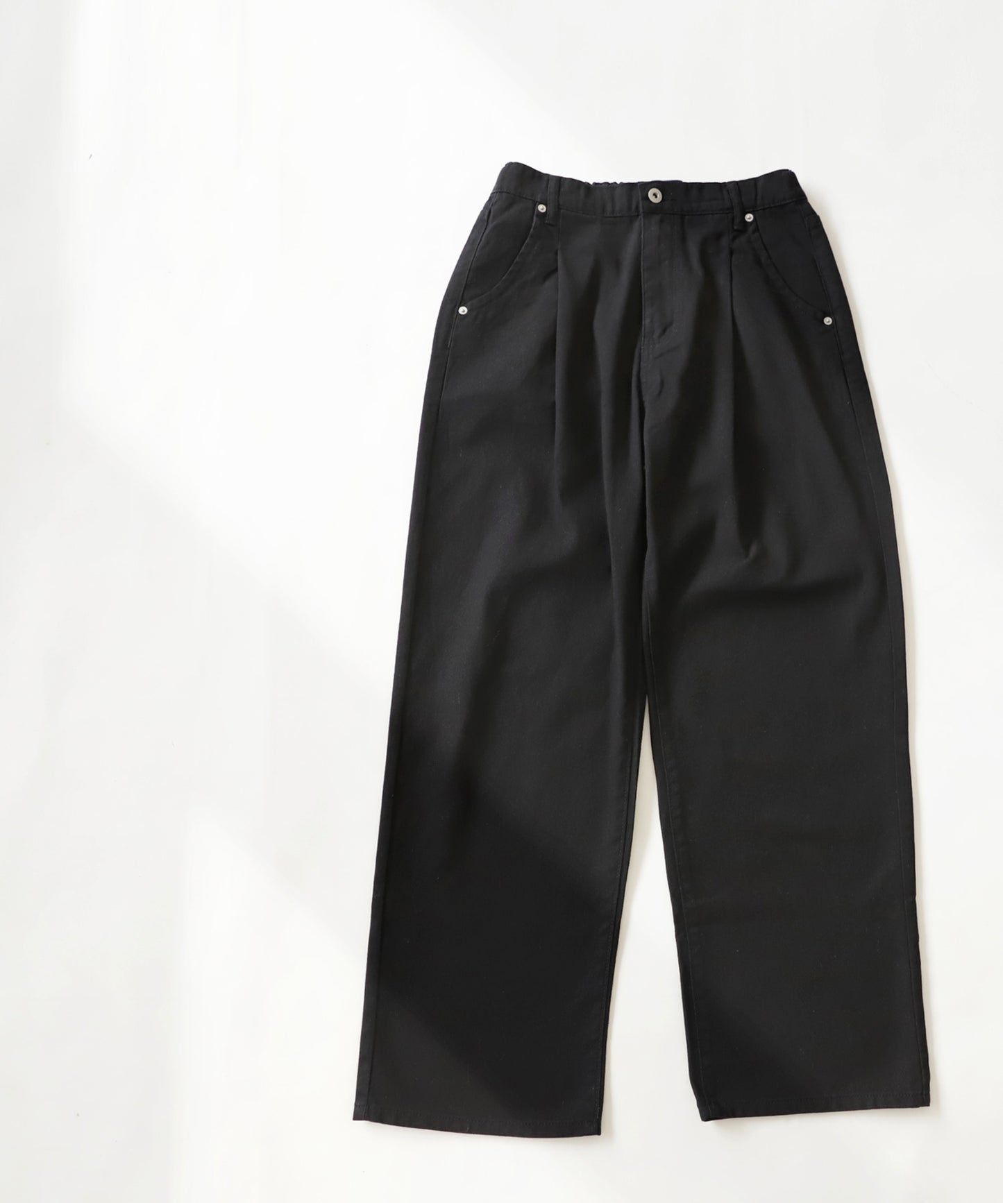 100%Cotton Twill Fabric Wide Tuck Pants Ladies