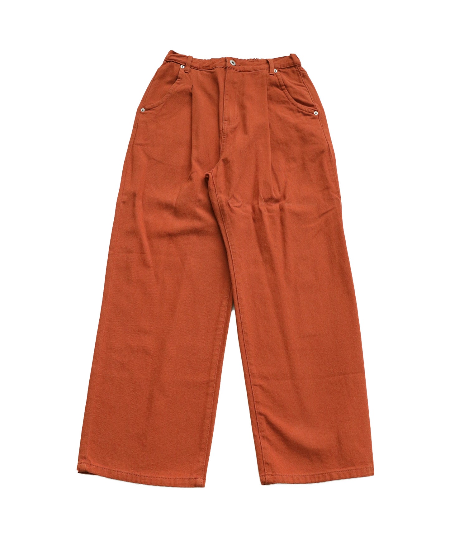 100%Cotton Twill Fabric Wide Tuck Pants Ladies