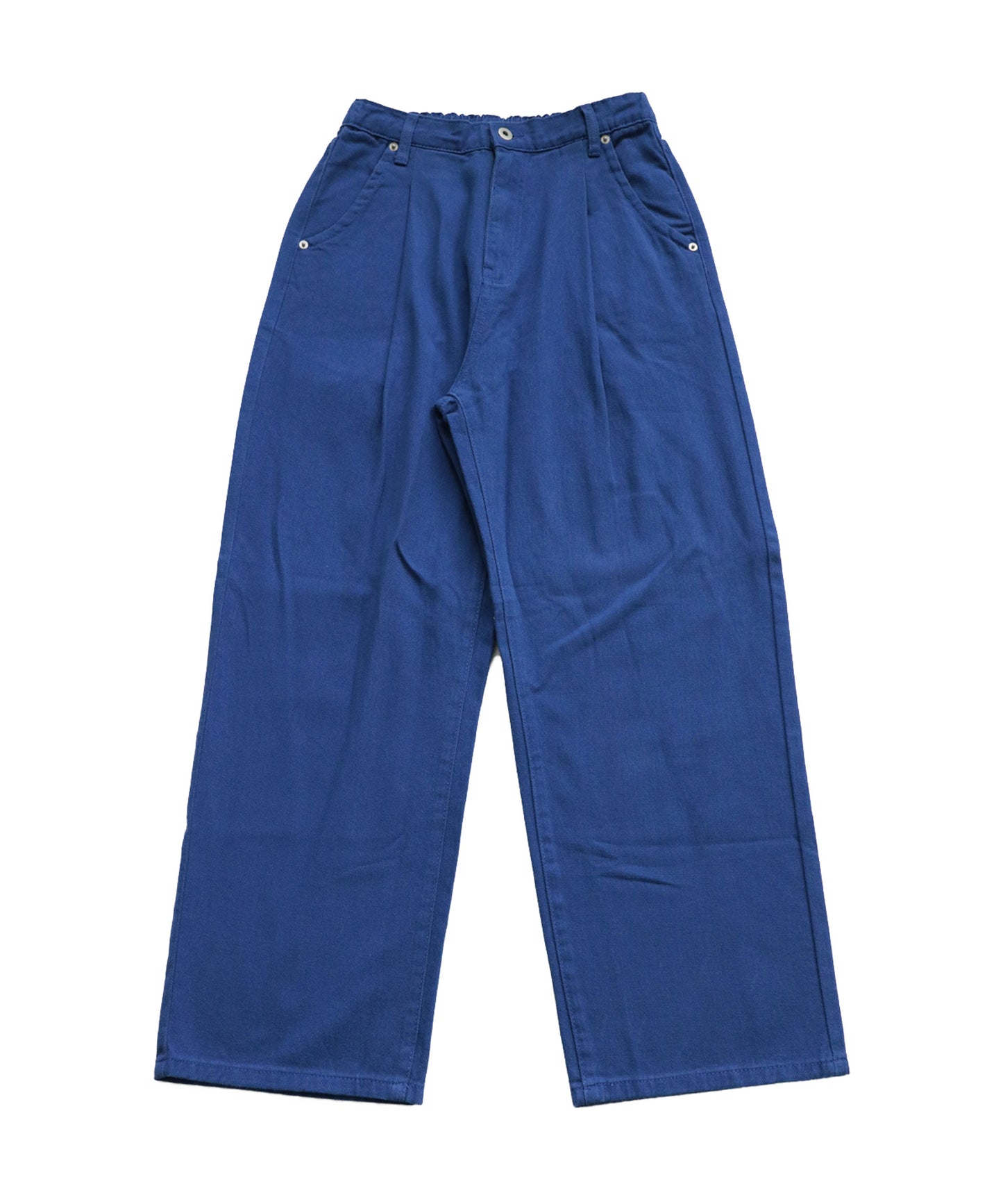 100%Cotton Twill Fabric Wide Tuck Pants Ladies