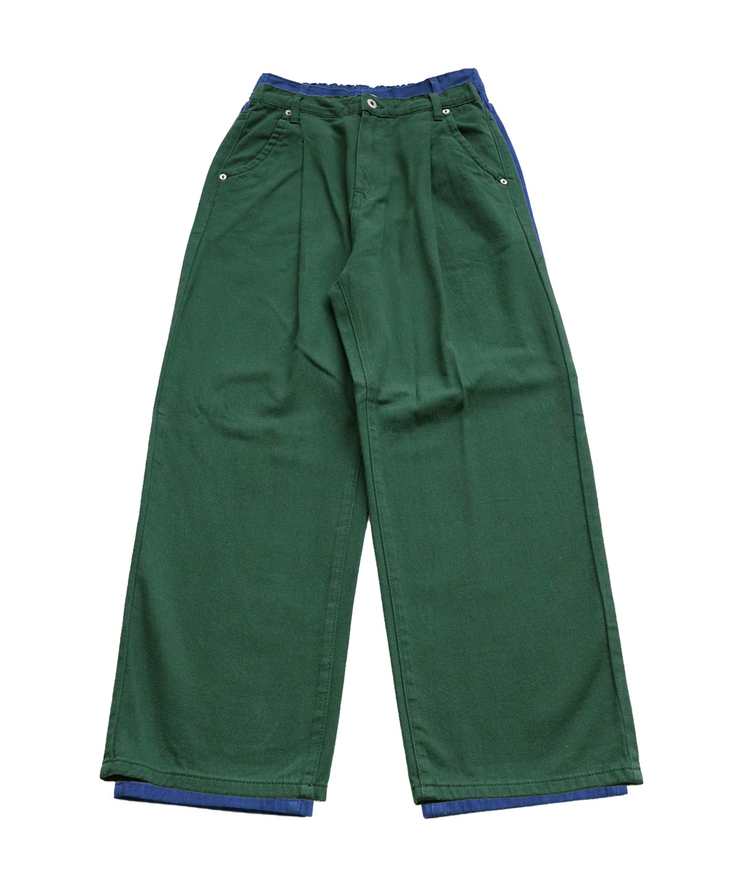 100%Cotton Twill Fabric Wide Tuck Pants Ladies