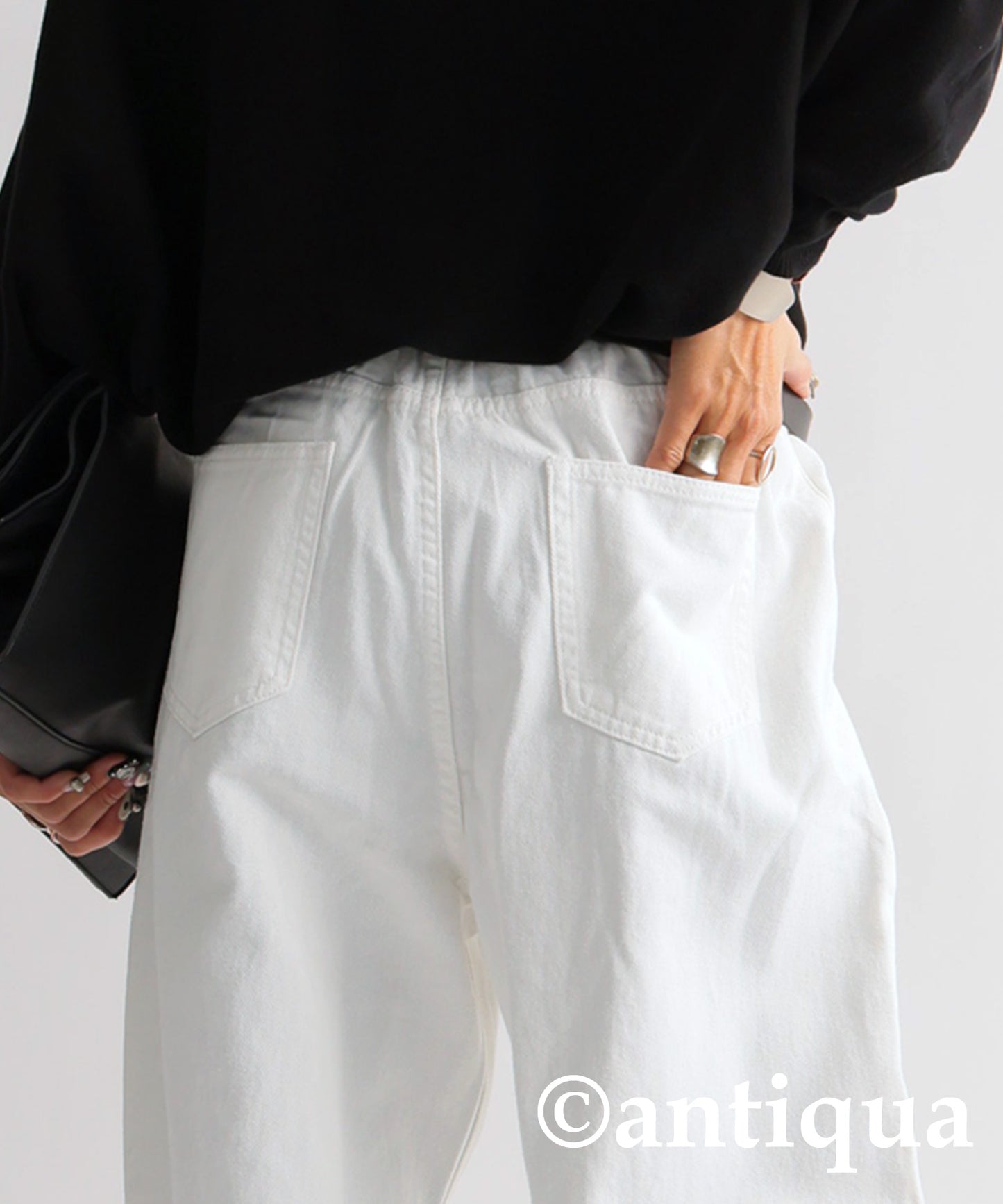 100%Cotton Twill Fabric Wide Tuck Pants Ladies