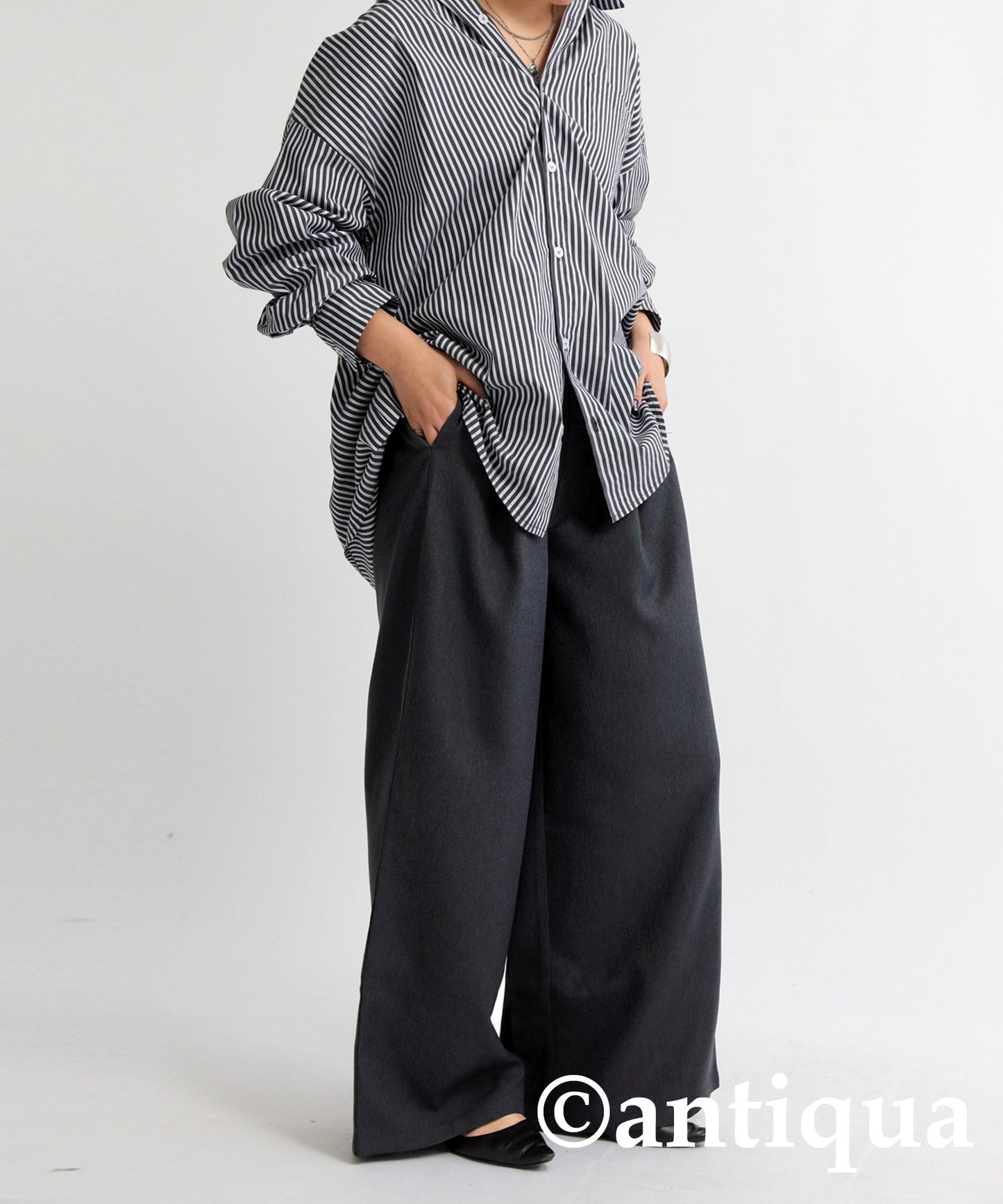 Denim-like Wide Pants Ladies