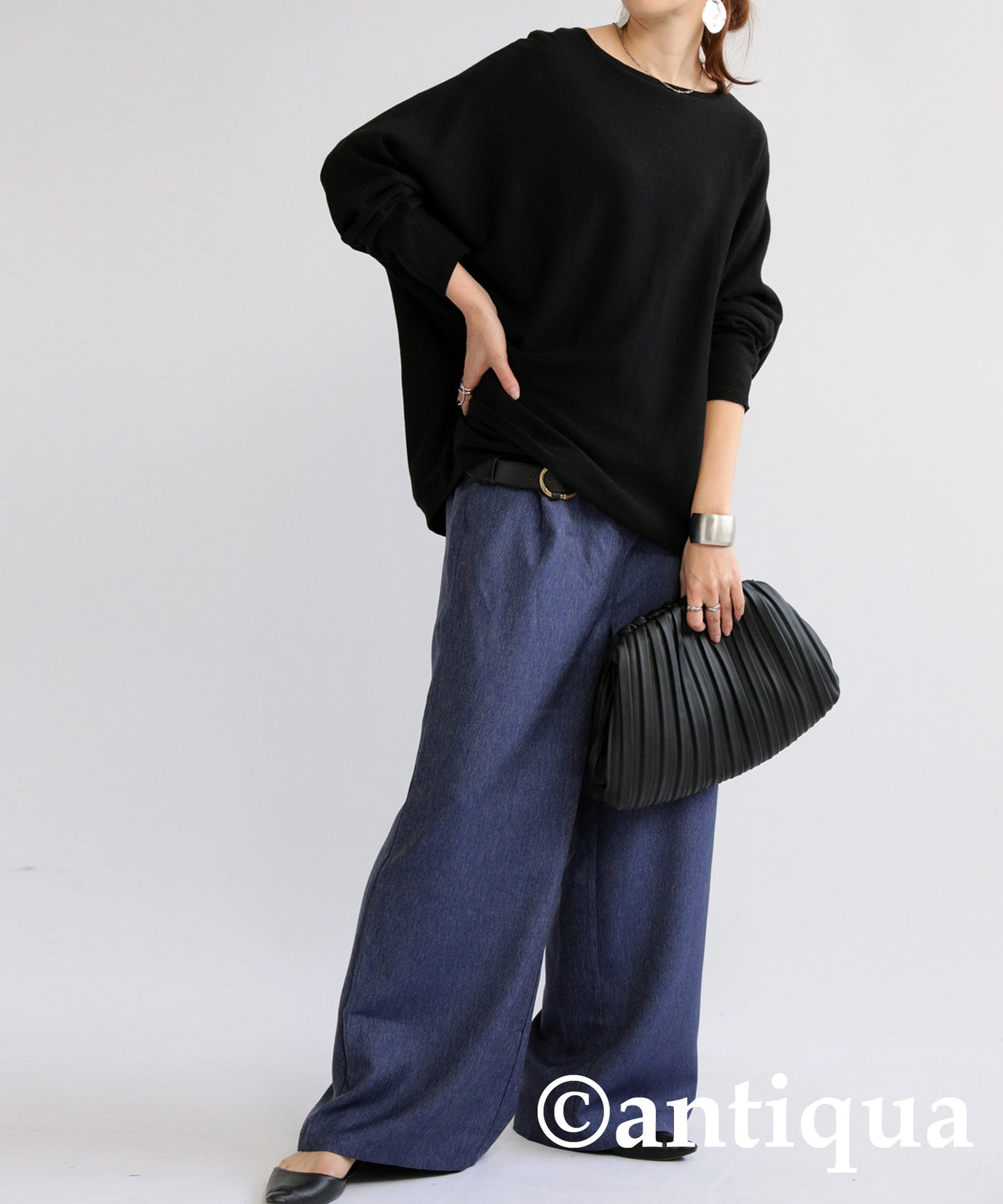 Denim-like Wide Pants Ladies