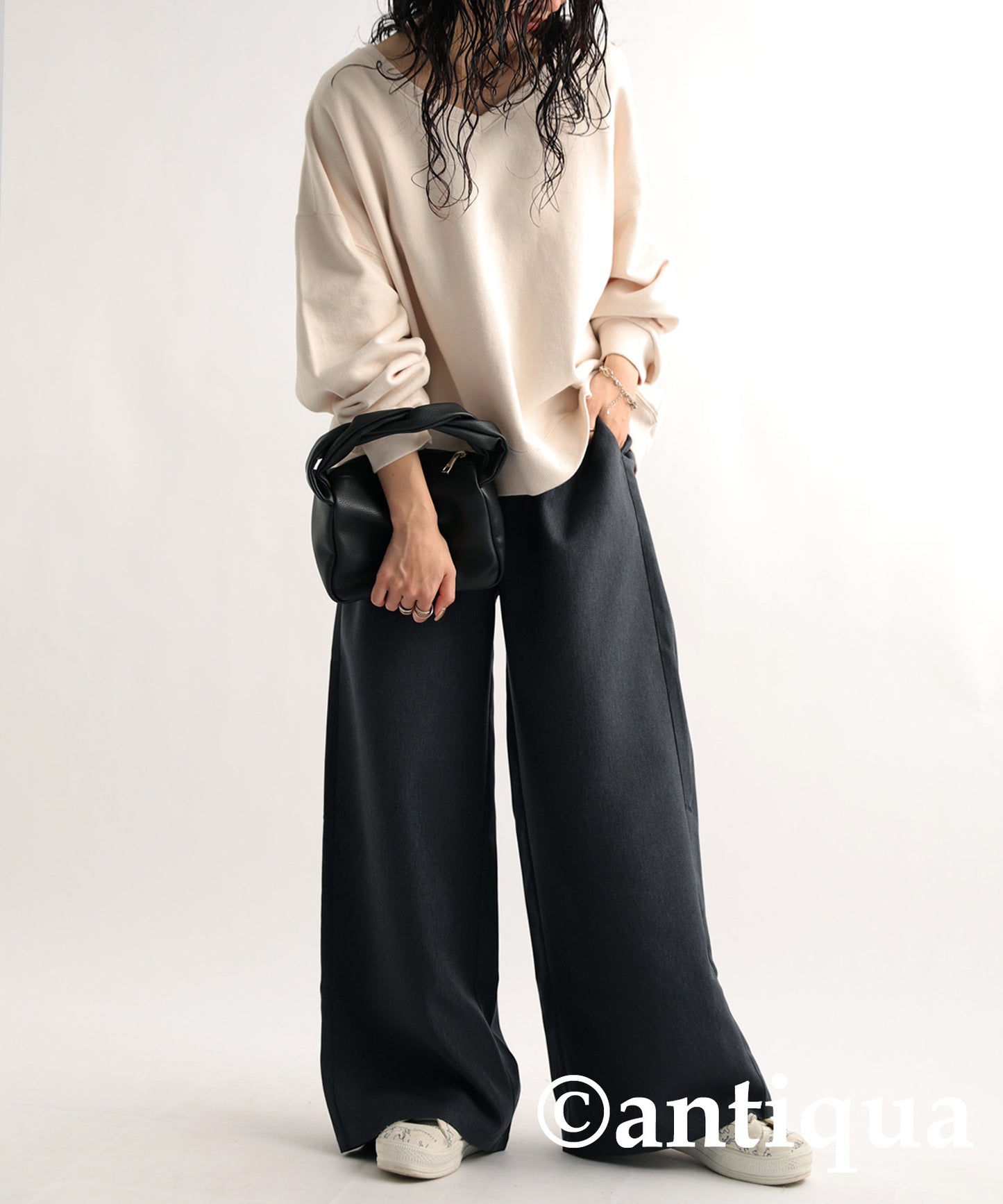 Denim-like Wide Pants Ladies