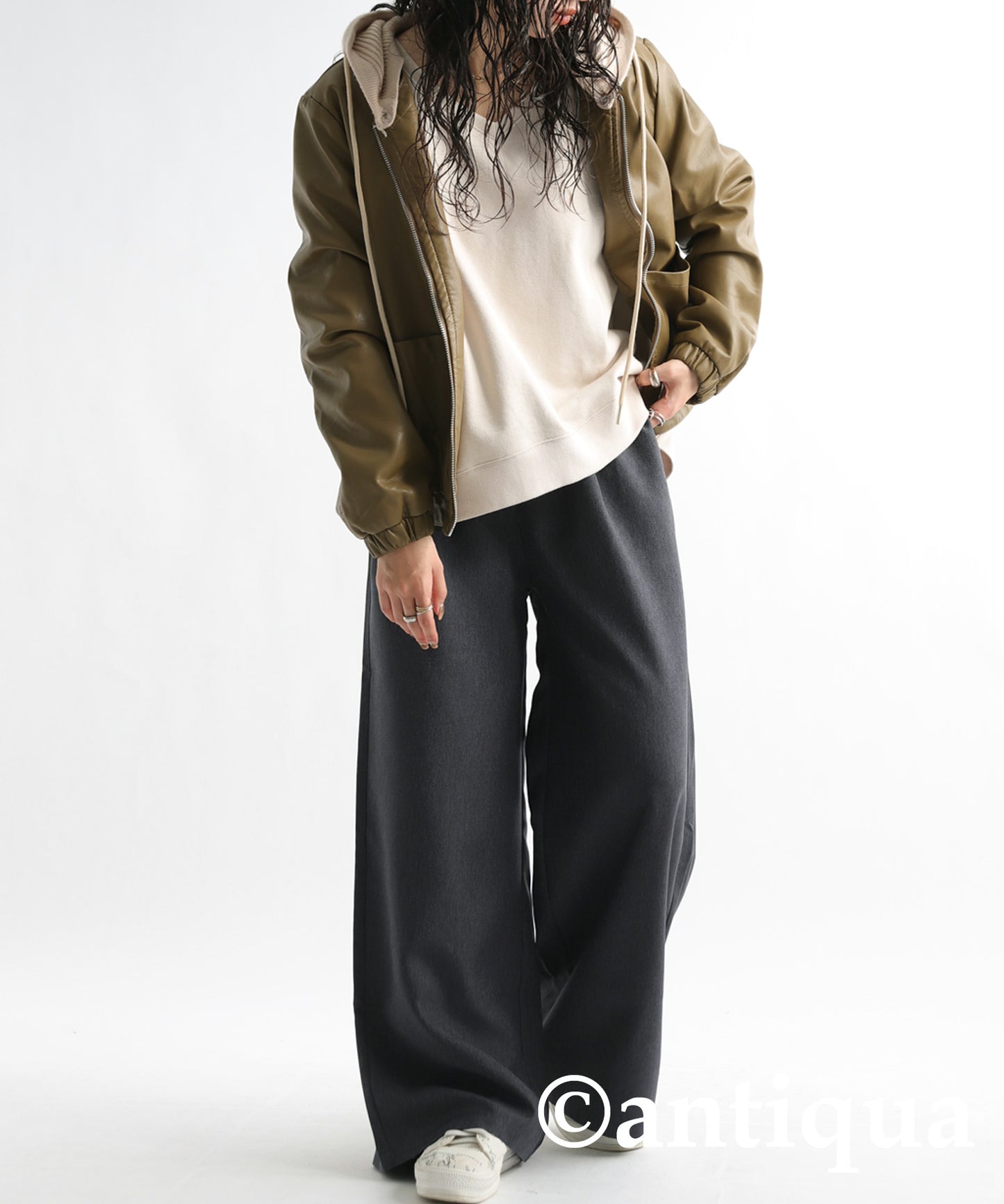 Denim-like Wide Pants Ladies