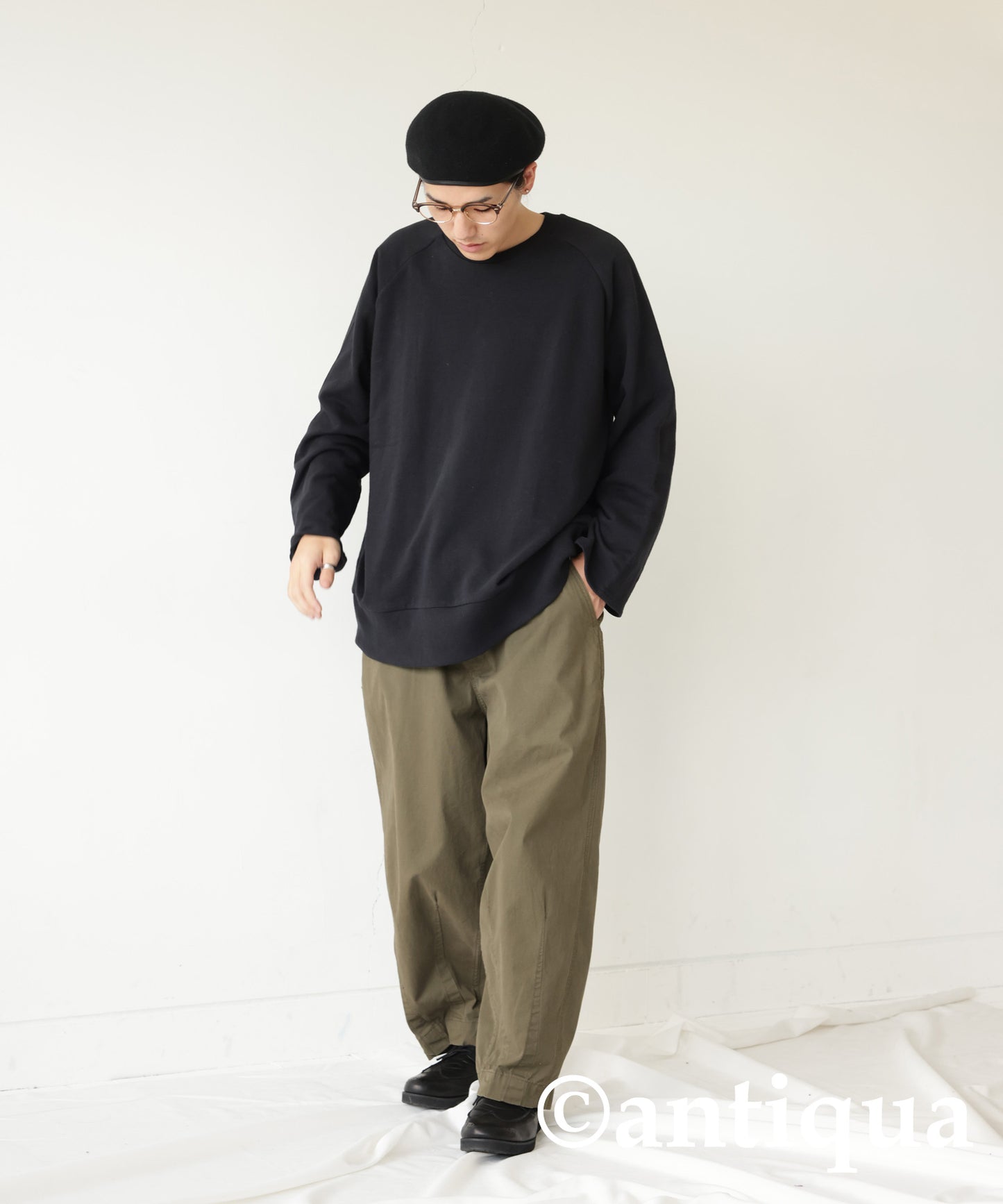 Simple Raglan Sleeve tops Men's