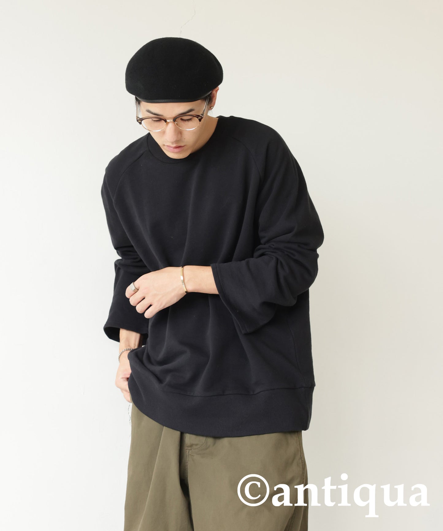 Simple Raglan Sleeve tops Men's