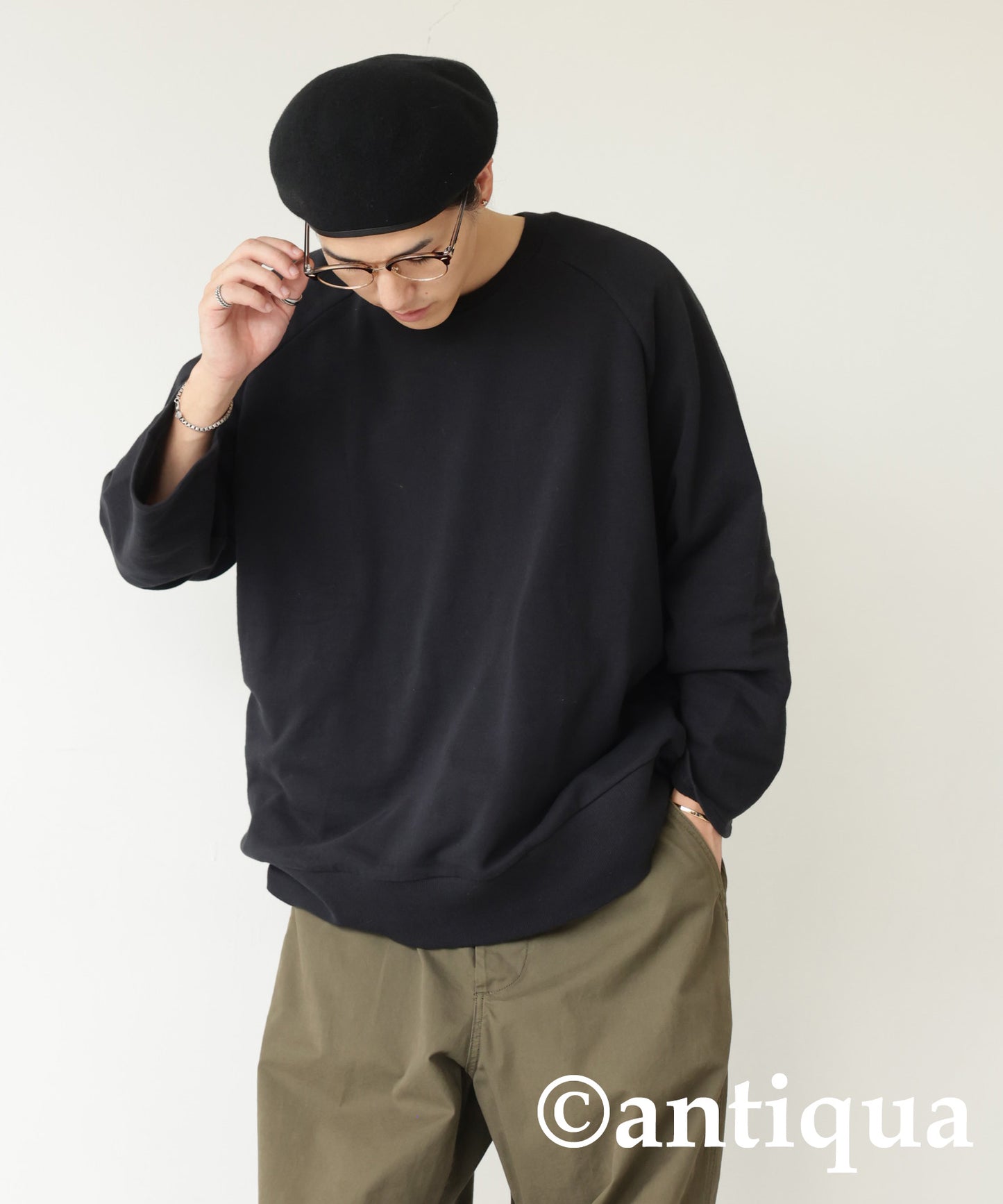 Simple Raglan Sleeve tops Men's