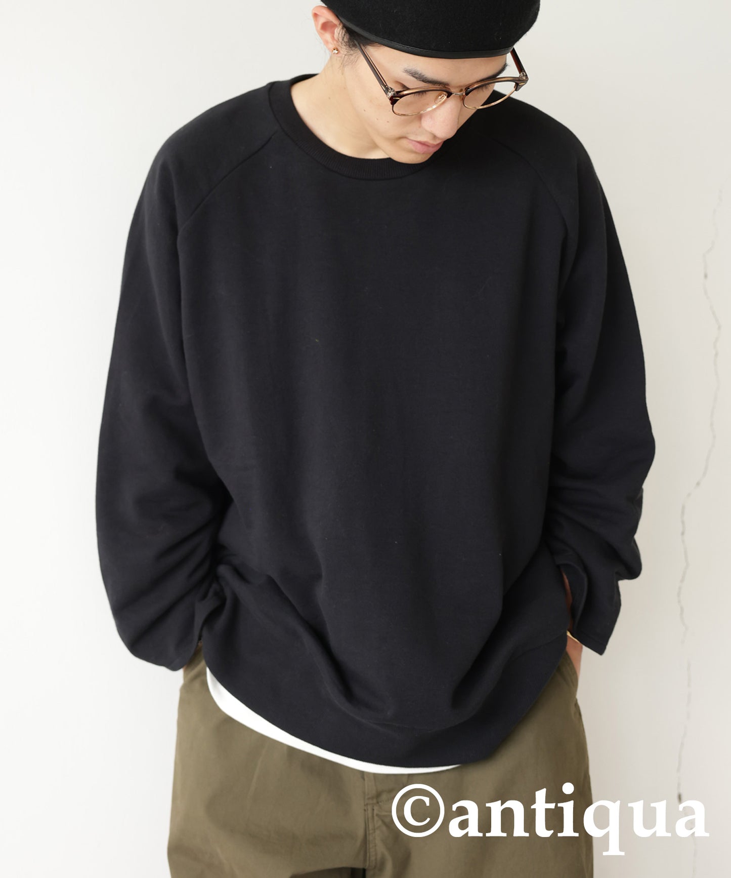 Simple Raglan Sleeve tops Men's