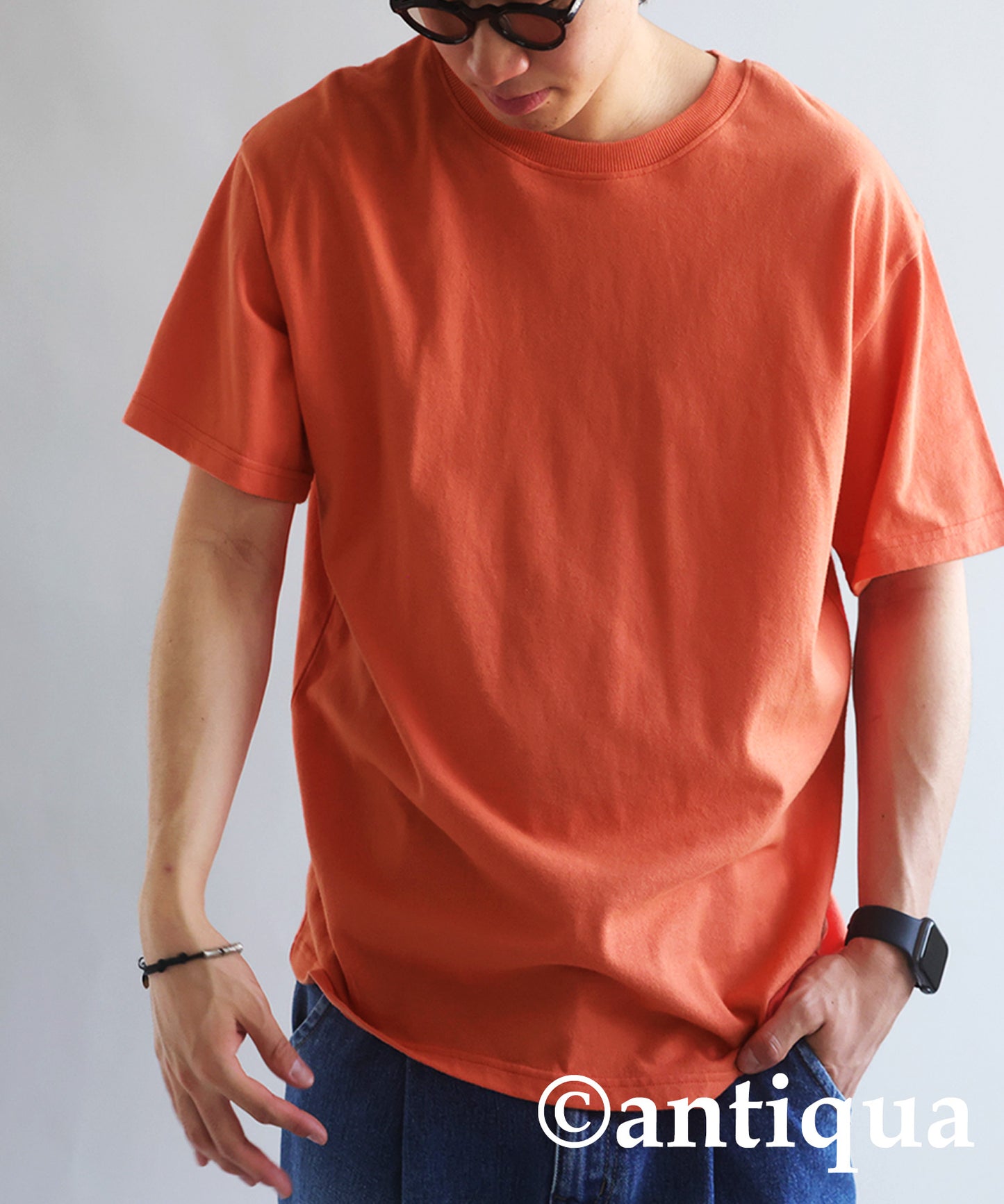 Men's T-shirt Short Sleeve Cotton 100 solid color