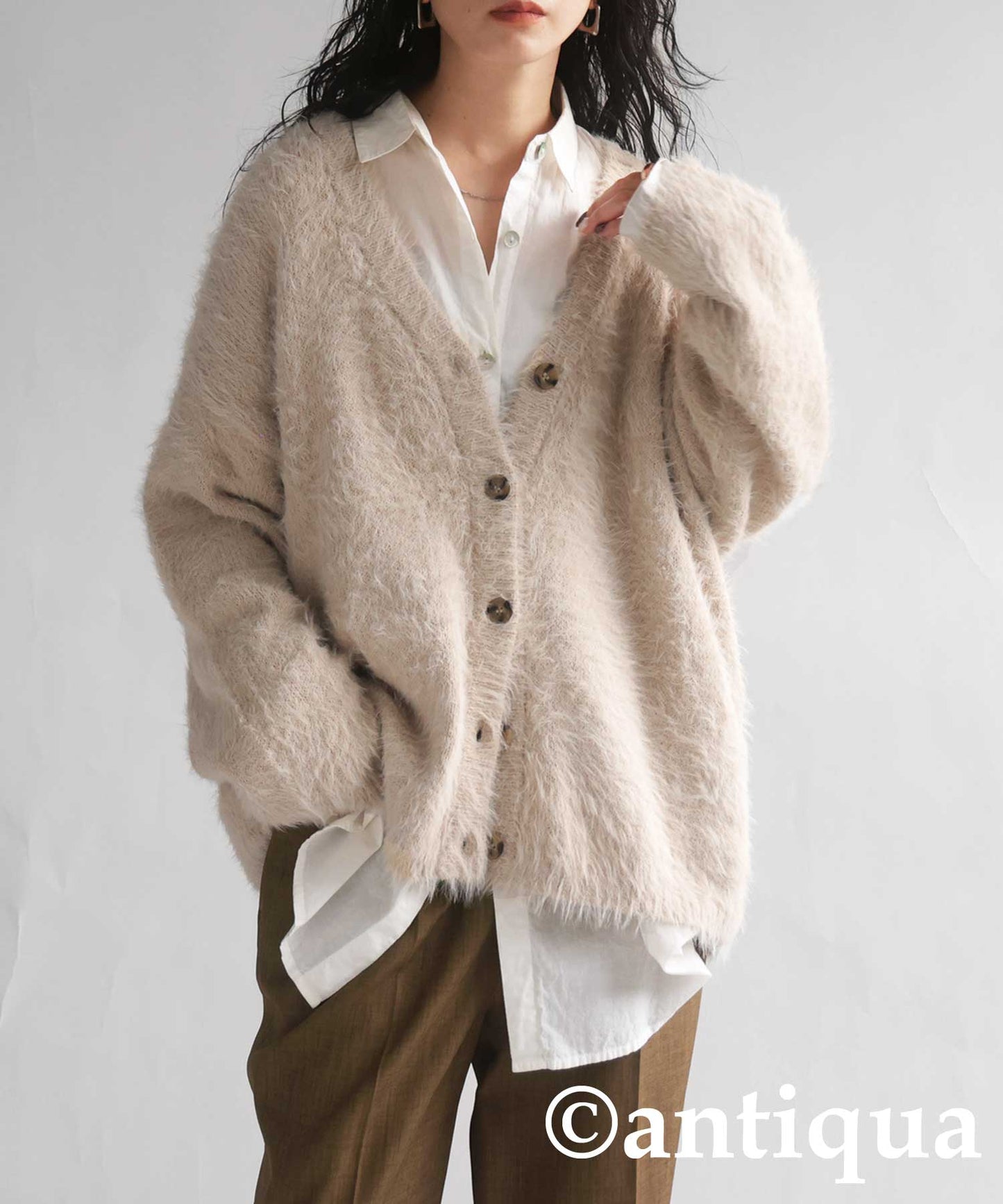 Ladies Shaggy Cardigan Long Sleeve