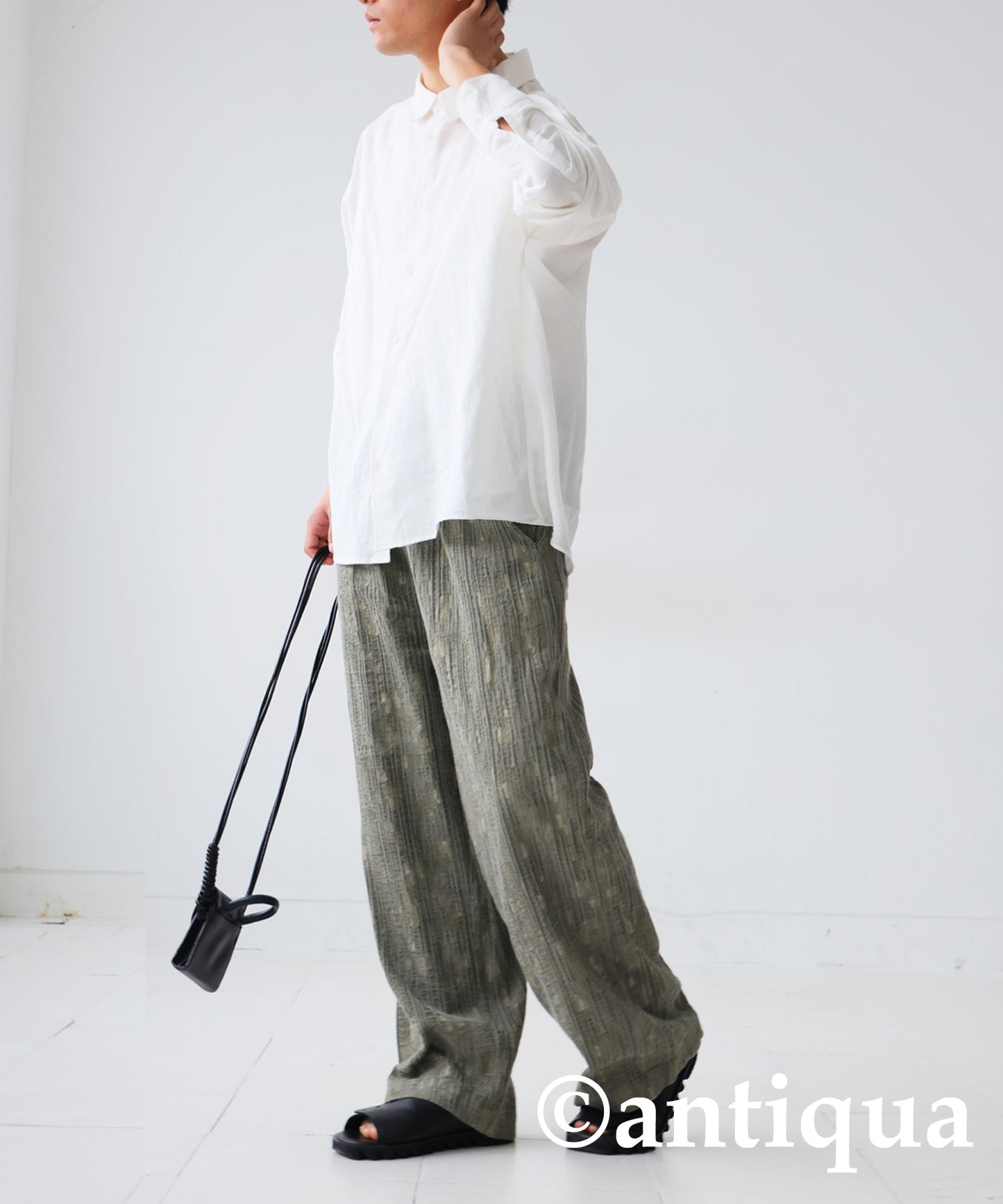 Cotton Linen Wide Straight Pants Men's