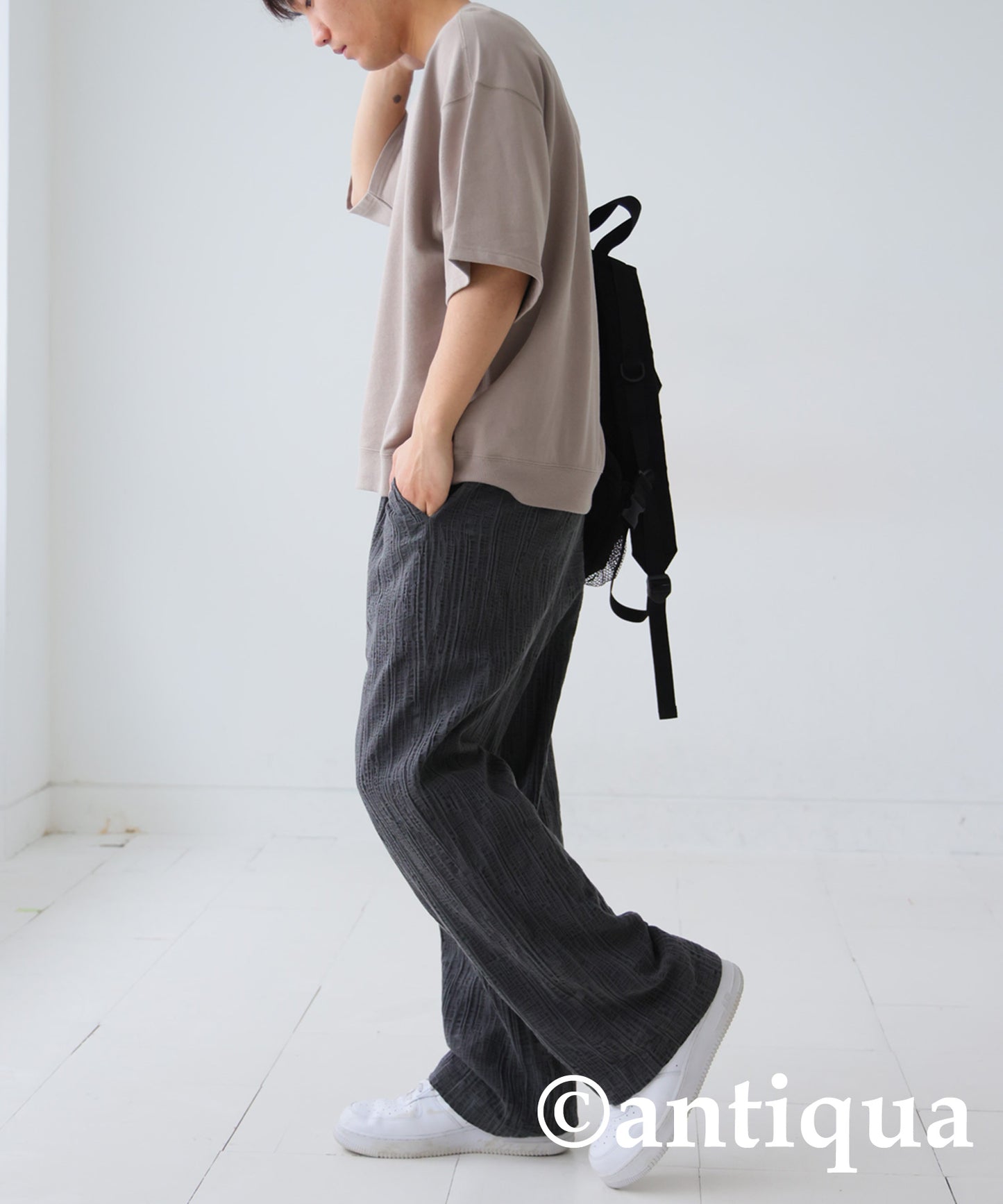 Cotton Linen Wide Straight Pants Men's