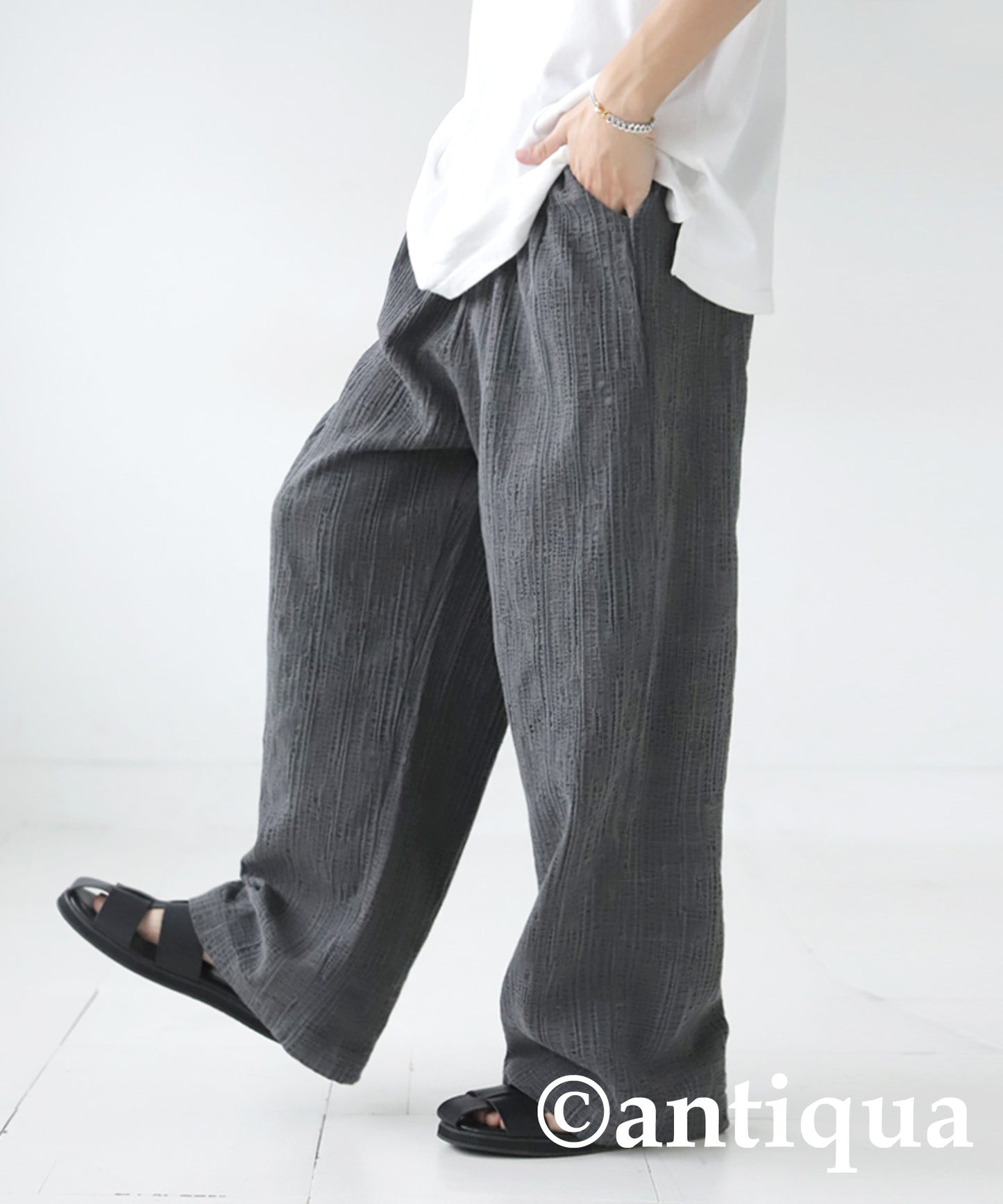 Cotton Linen Wide Straight Pants Men's