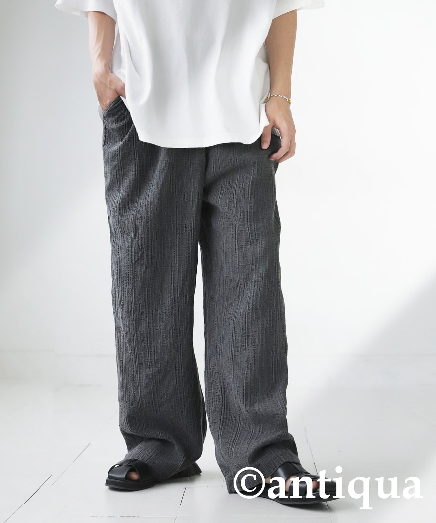 Cotton Linen Wide Straight Pants Men's