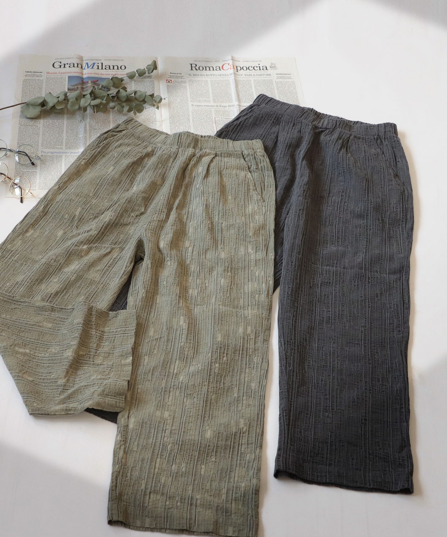 Cotton Linen Wide Straight Pants Men's