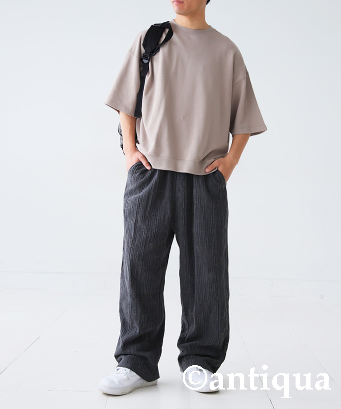 Cotton Linen Wide Straight Pants Men's