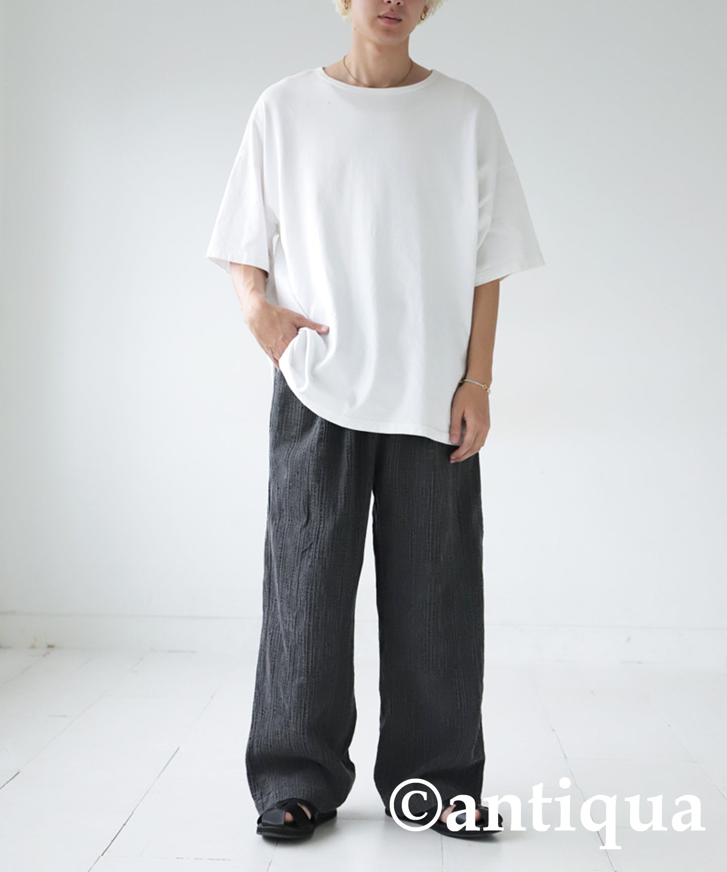 Cotton Linen Wide Straight Pants Men's