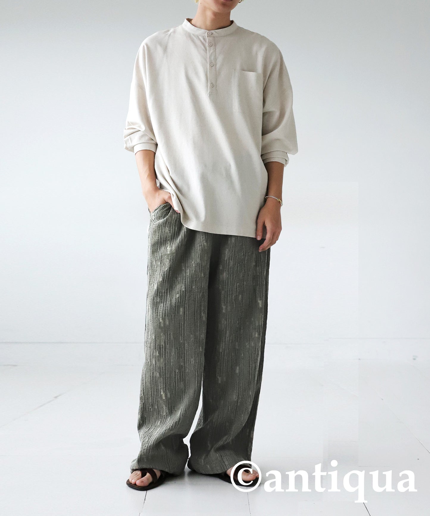 Cotton Linen Wide Straight Pants Men's