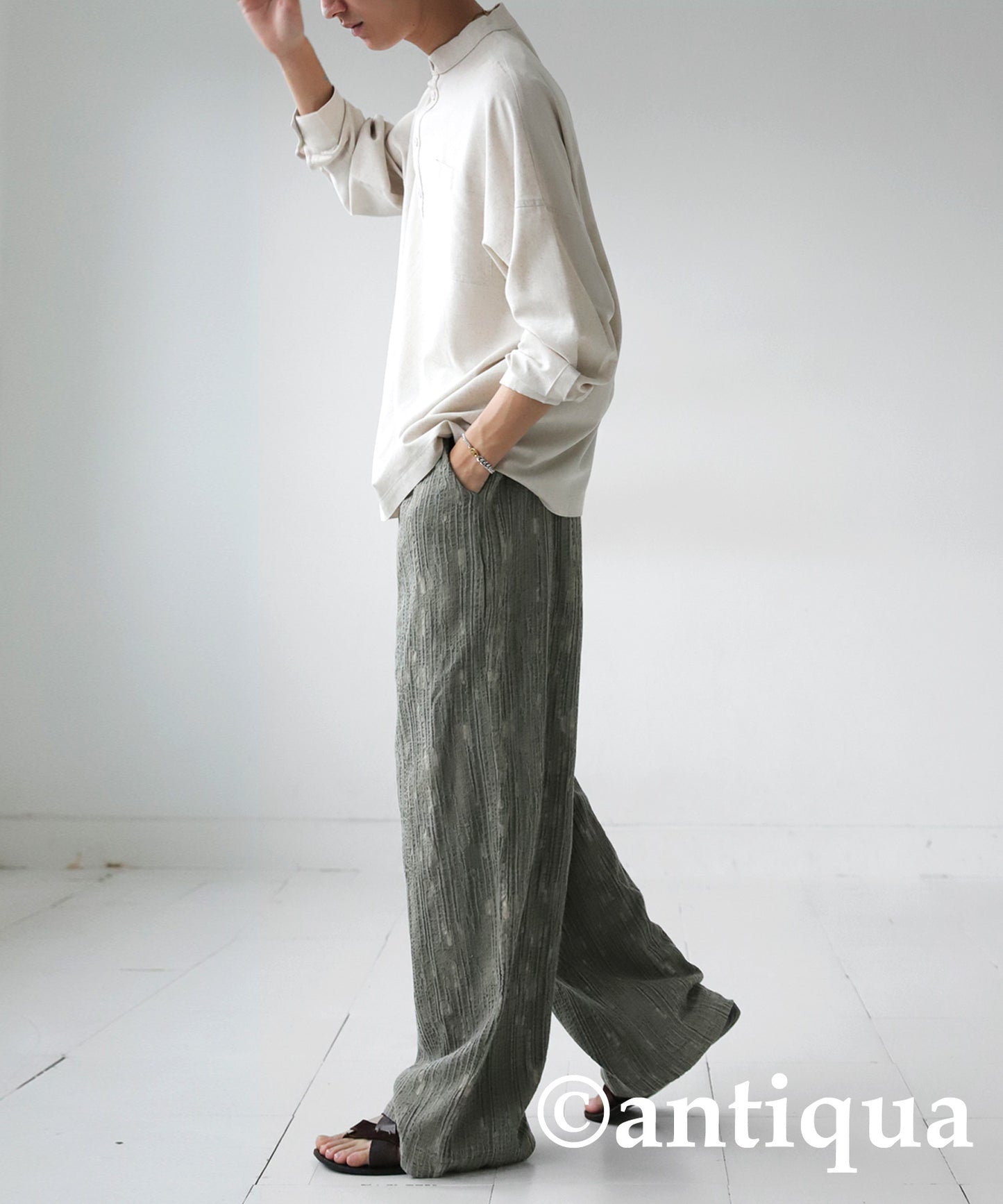 Cotton Linen Wide Straight Pants Men's