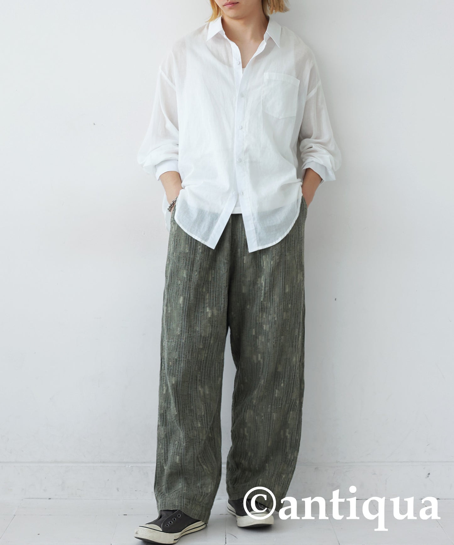 Cotton Linen Wide Straight Pants Men's