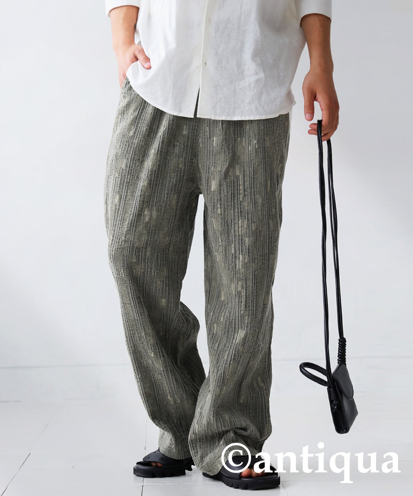 Cotton Linen Wide Straight Pants Men's