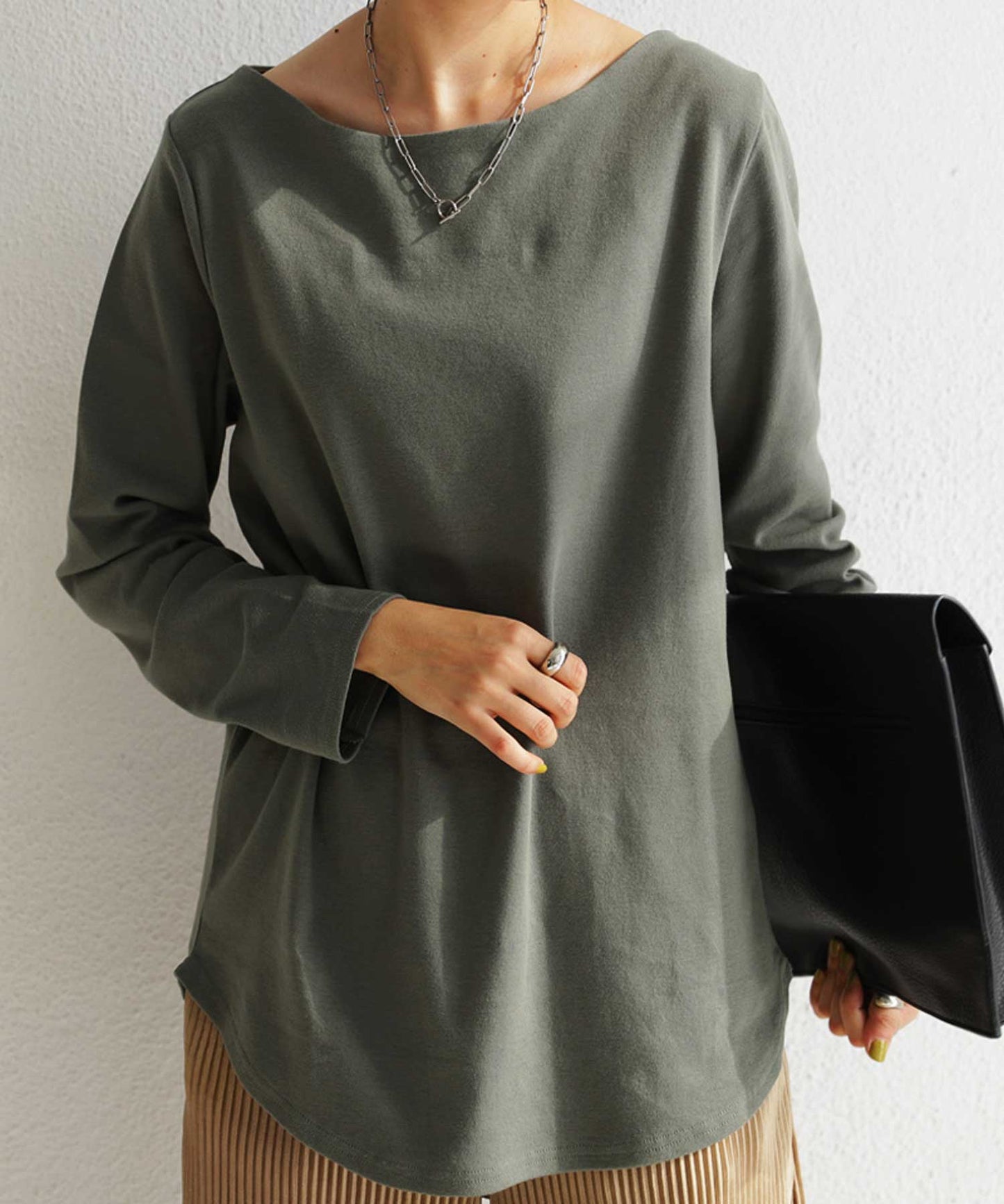 Basic cotton long T-shirts Ladies