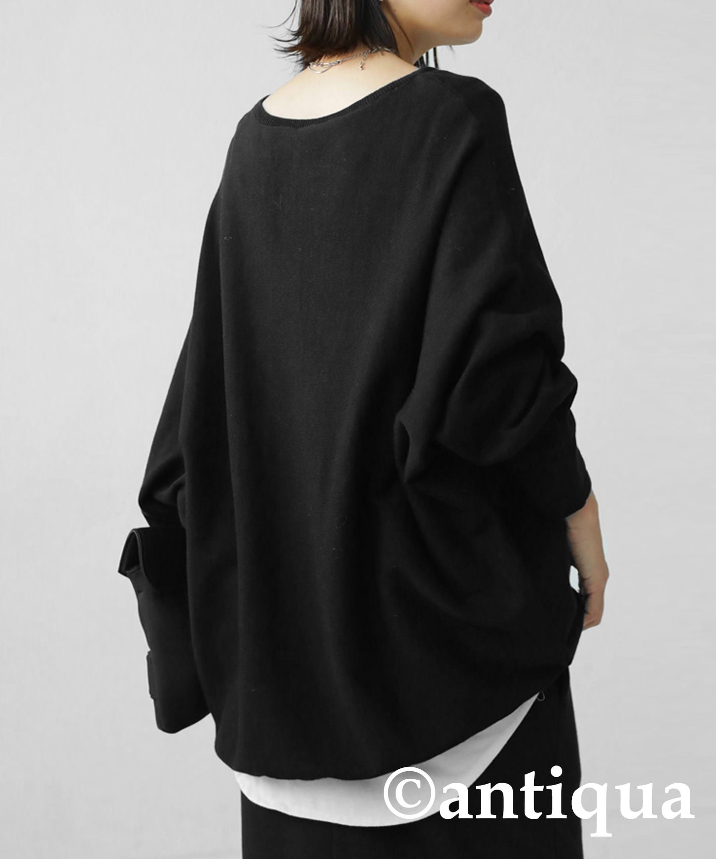 Ladies wide knitted tops long sleeve plain Cotton